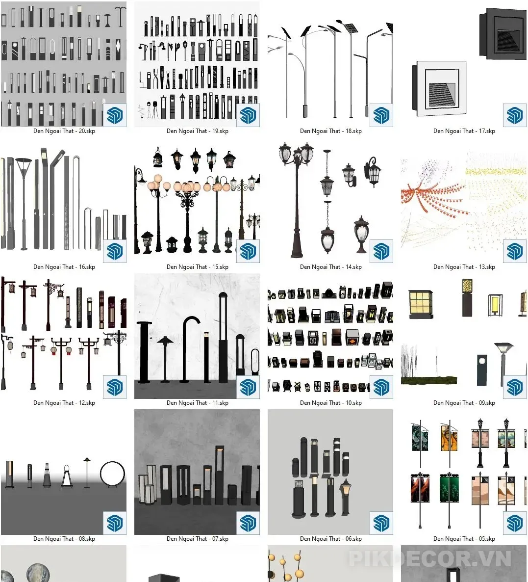 20+ Đèn Ngoại Thất Sketchup