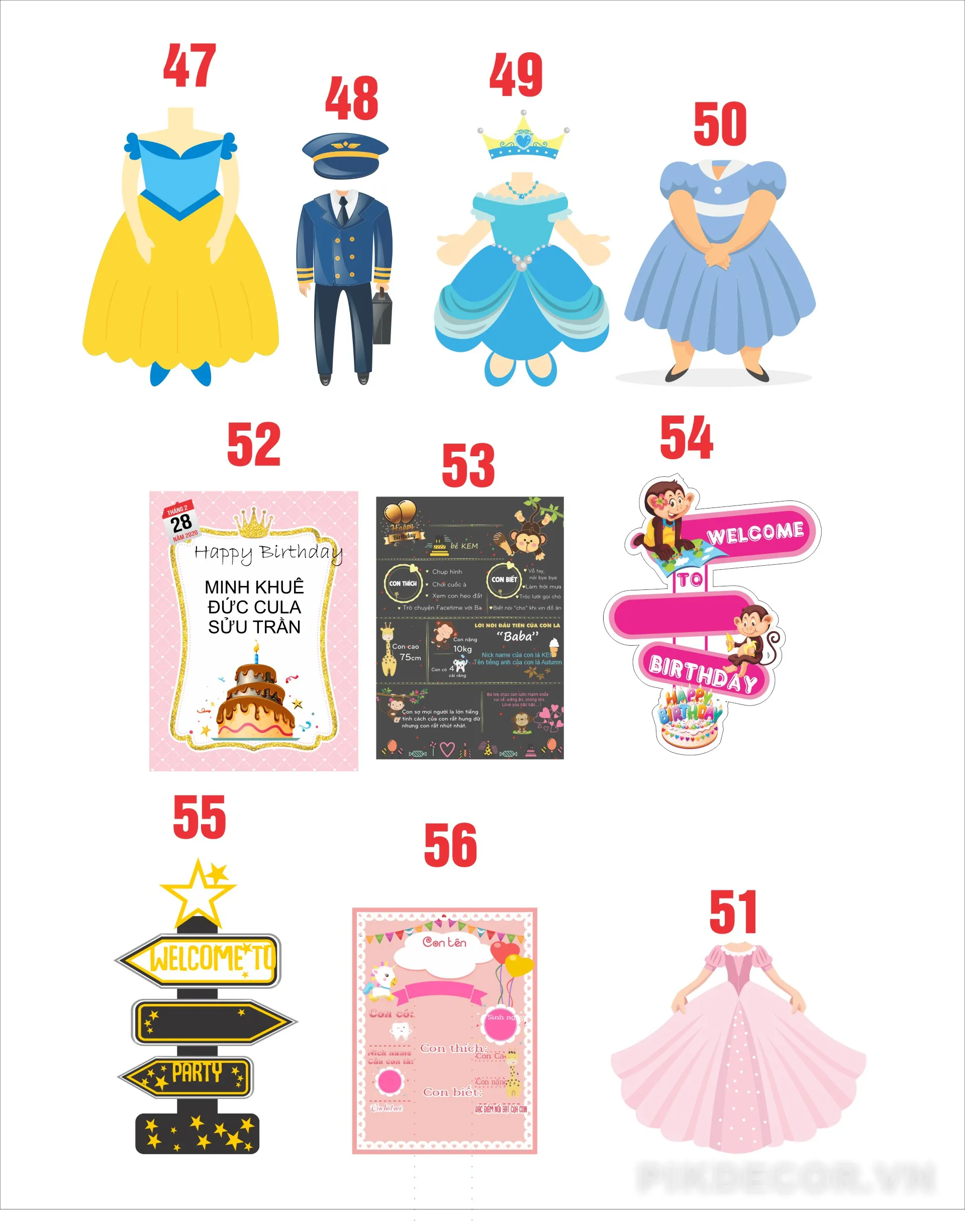 50+ Chibi Sinh Nhật Cho Bé, File Vector In Ấn Cnc 740