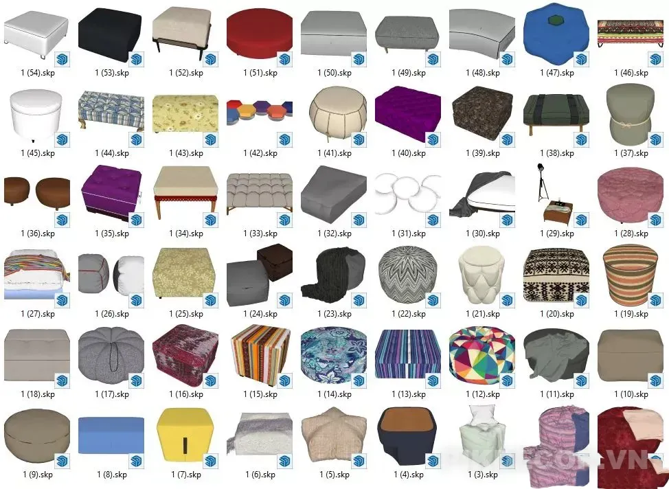 55+ Mẫu Ghế Đôn – File Sketchup Nội Thất Full Model