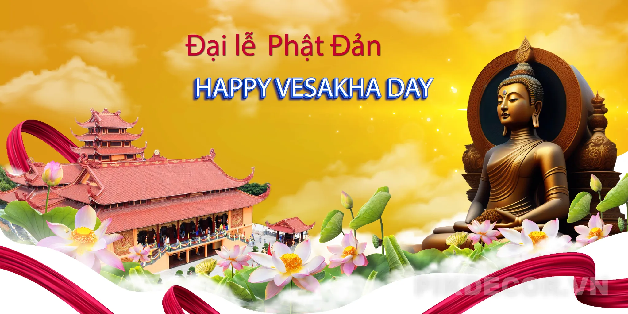 Backdrop Sự Kiên  Ngày Lễ Phật Đản, File Vector In Ấn 