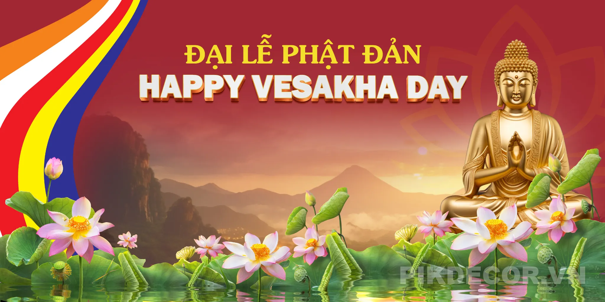 Backdrop Sự Kiên  Ngày Lễ Phật Đản, File Vector In Ấn  795
