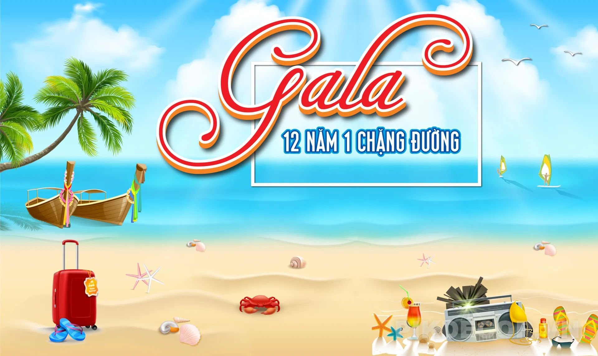 Banner Gala Dinner Team Building – Backdrop Chủ Đề Biển Đẹp 926