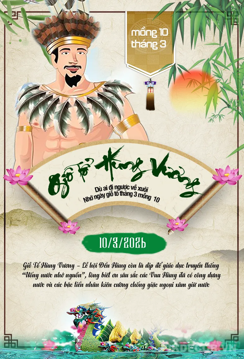 Poster Giỗ Tổ Hùng Vương Vector – Banner Đại Lễ Template (Psd, Ai, Png)