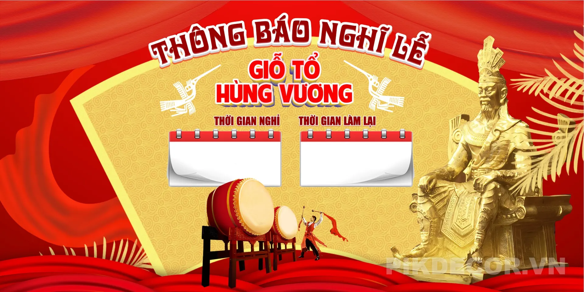 Giỗ Tổ Hùng Vương Banner Template – Lịch Nghỉ & Thời Gian Làm Lại