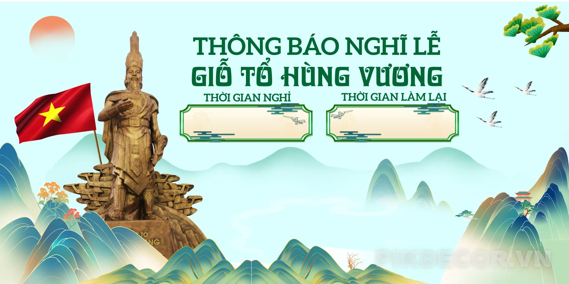 Banner Thông Báo Lịch Nghỉ Giỗ Tổ Hùng Vương – Template PSD/AI Editable 224 723