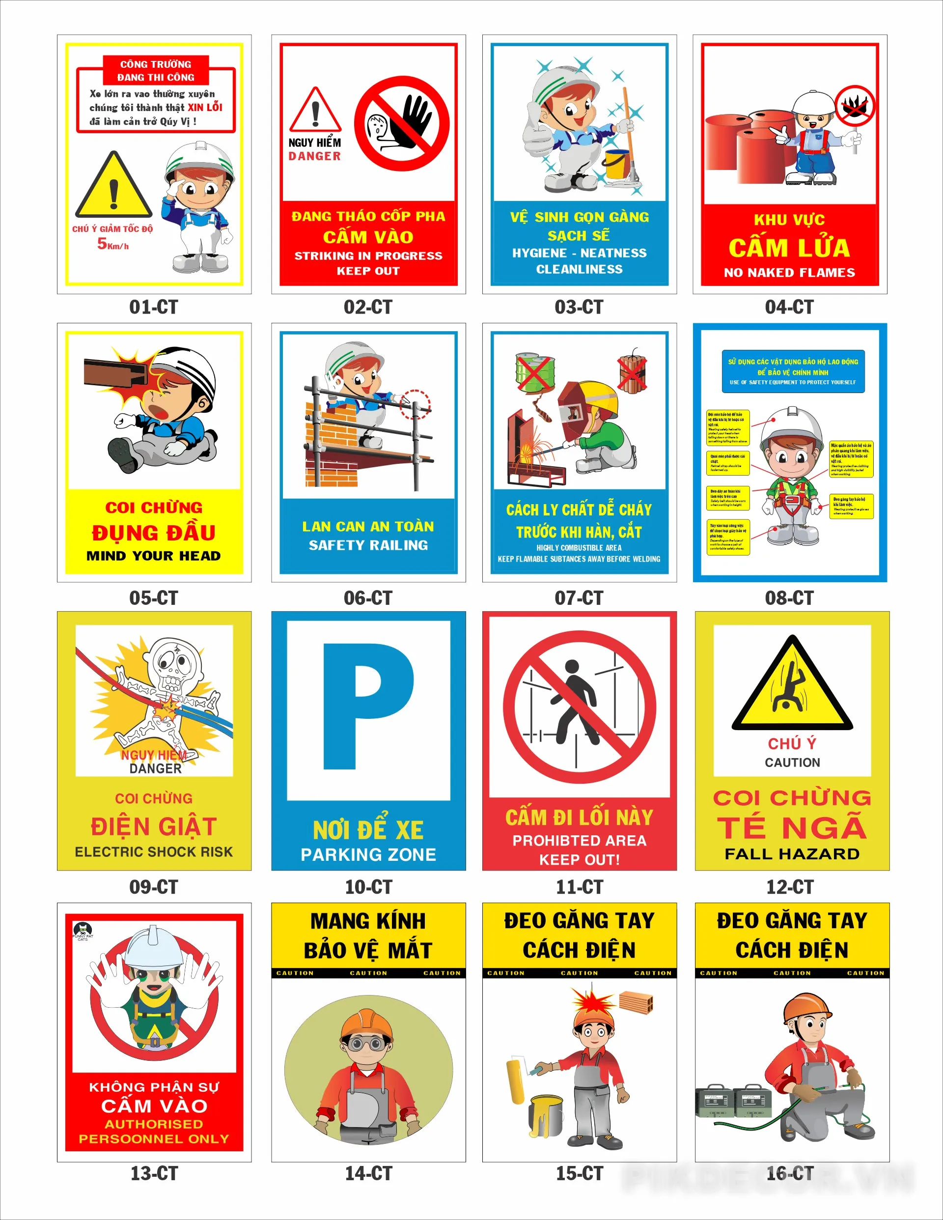 Combo Biển Báo Công Trình – Cảnh Báo, Cấm, Hướng Dẫn An Toàn Lao Động