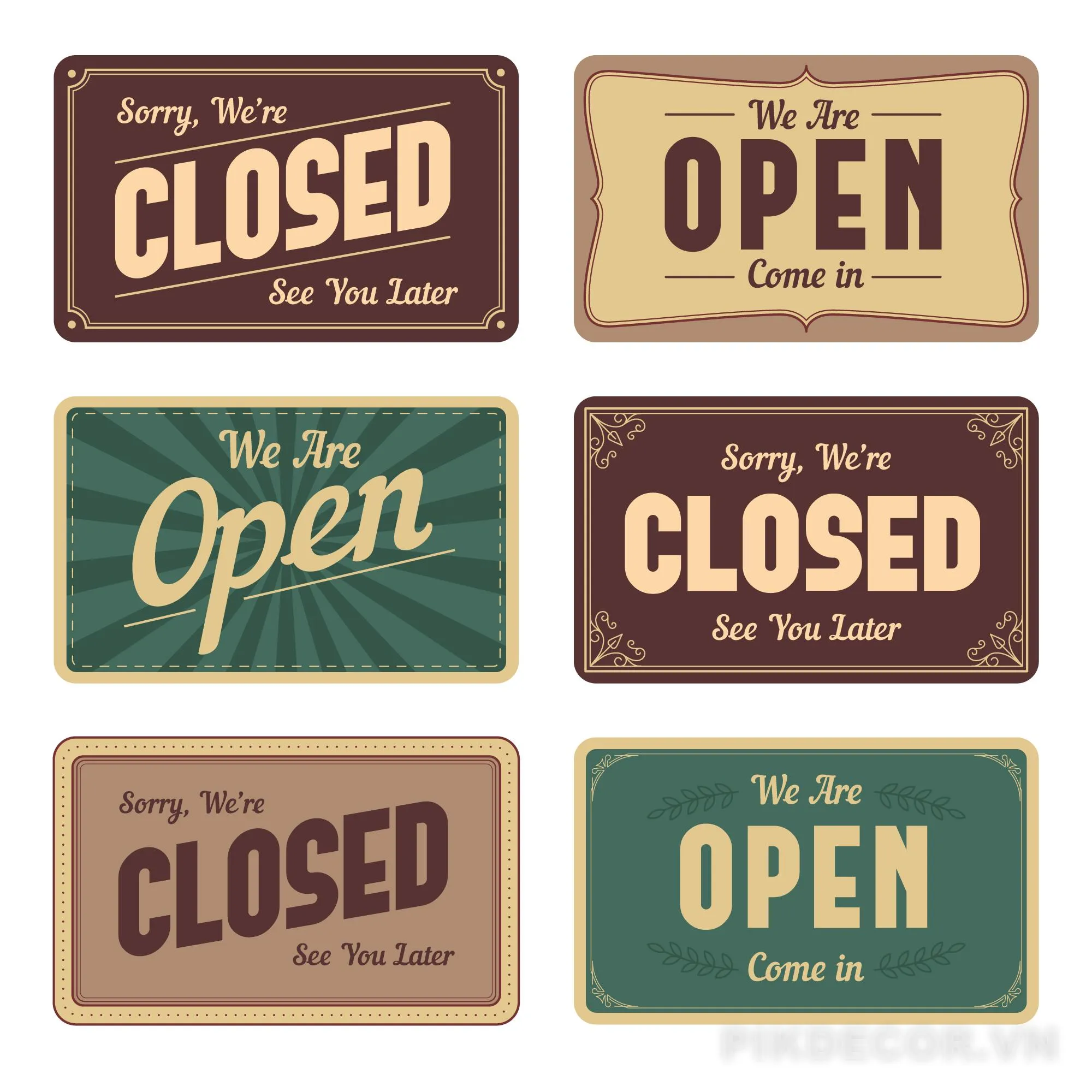 Open Closed Sign Hanging Vector – Biển Treo Cửa Shop, Cafe