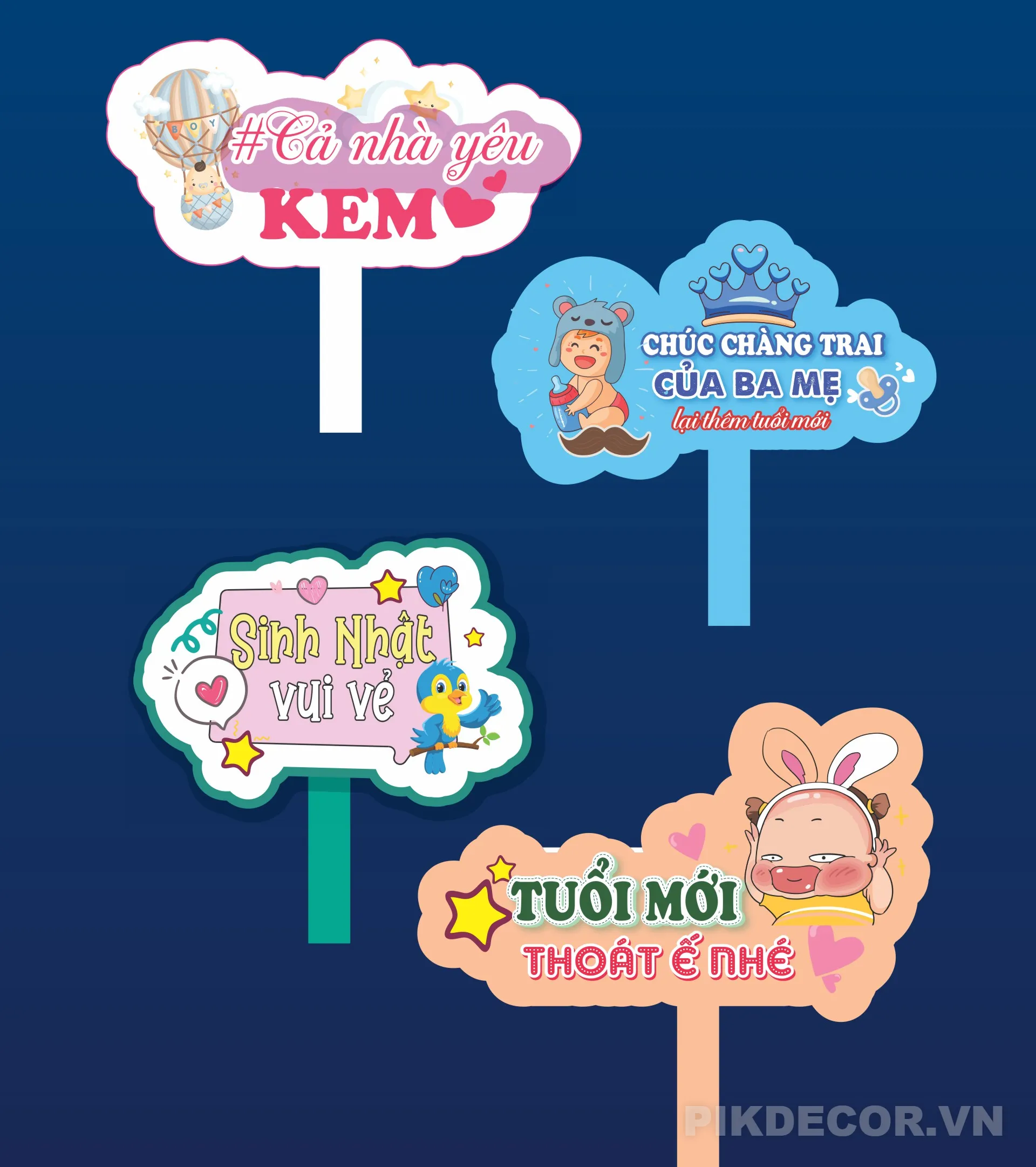 Bộ Hashtag Cầm Tay Chụp Ảnh Sinh Nhật Bé – File Vector Dễ Chỉnh Sửa 528