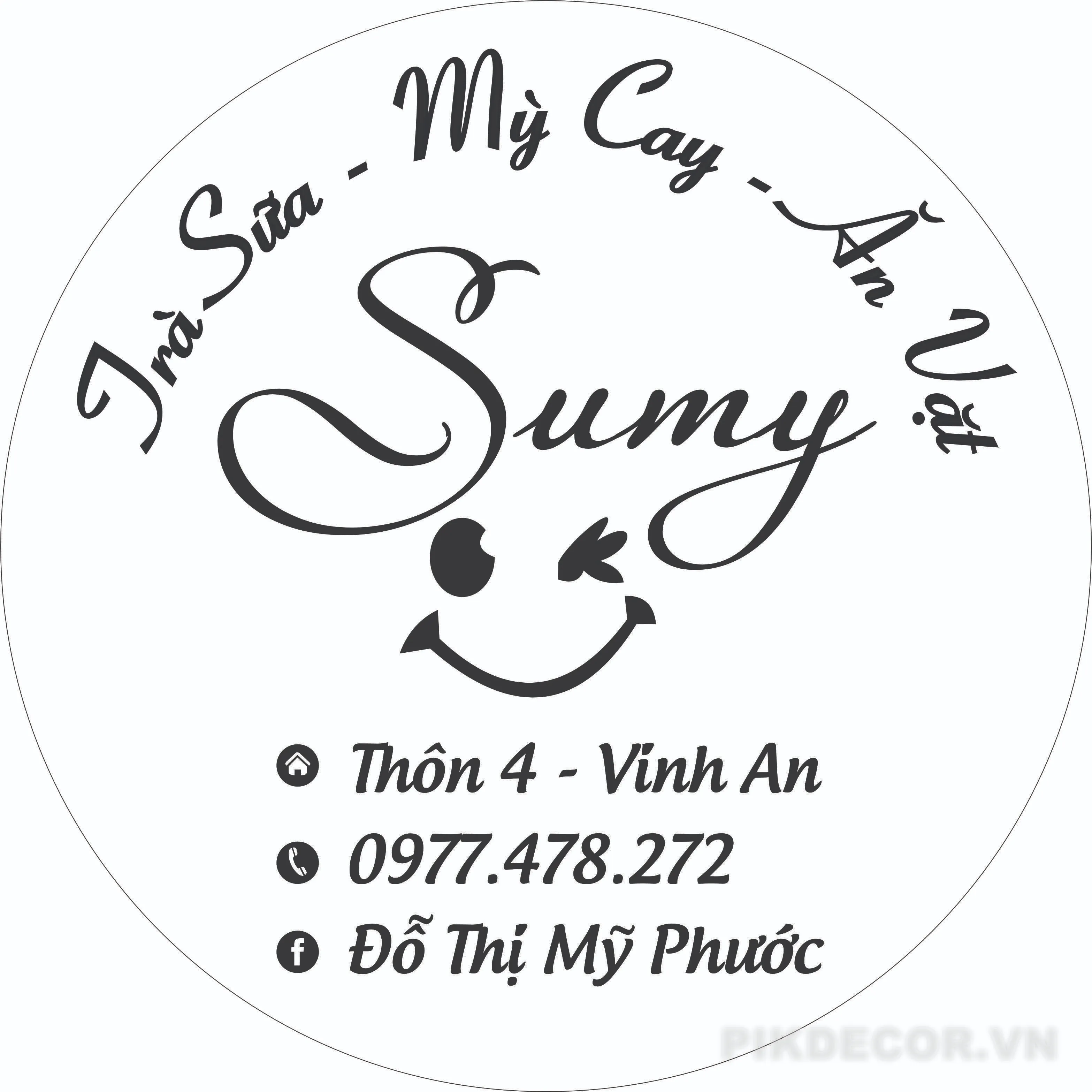 Decal Đồ Uống – Trà Sữa, Snack Label Template – Round Waving Sign