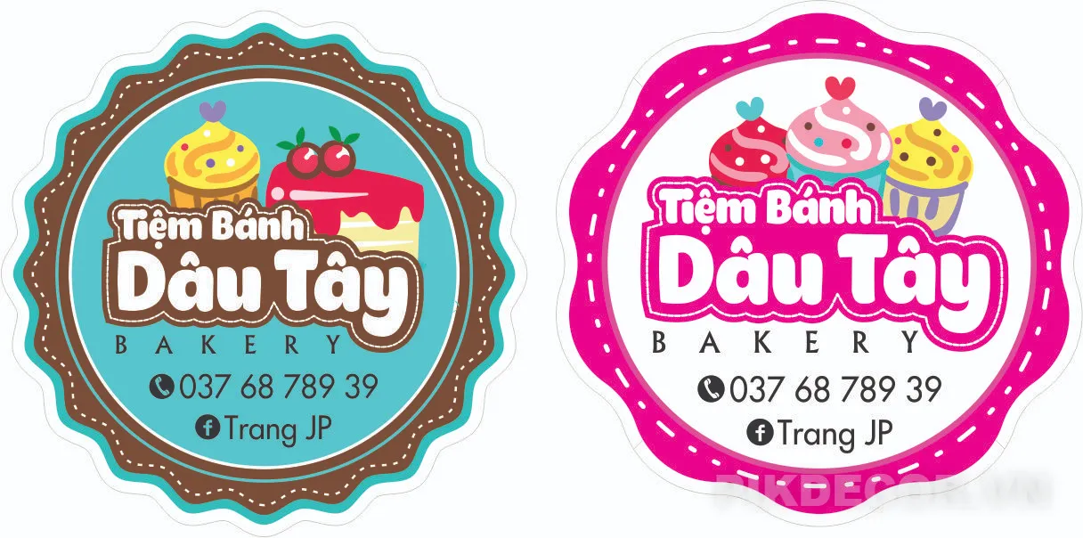 Decal Đồ Uống – Trà Sữa, Snack Label Template – Round Waving Sign 331