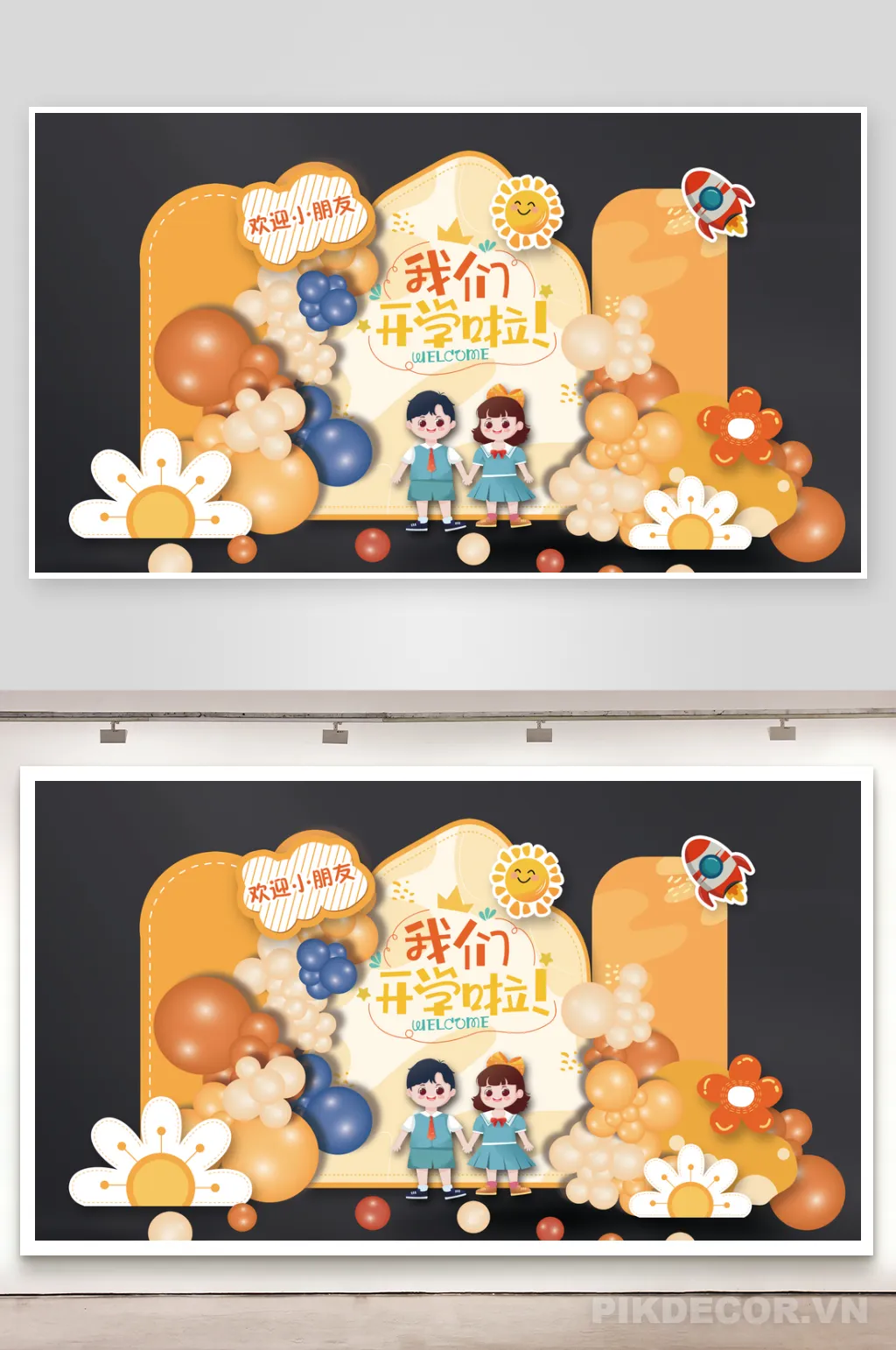 Download Backdrop Bé Vui Đến Trường – File Vector Khai Giảng 543