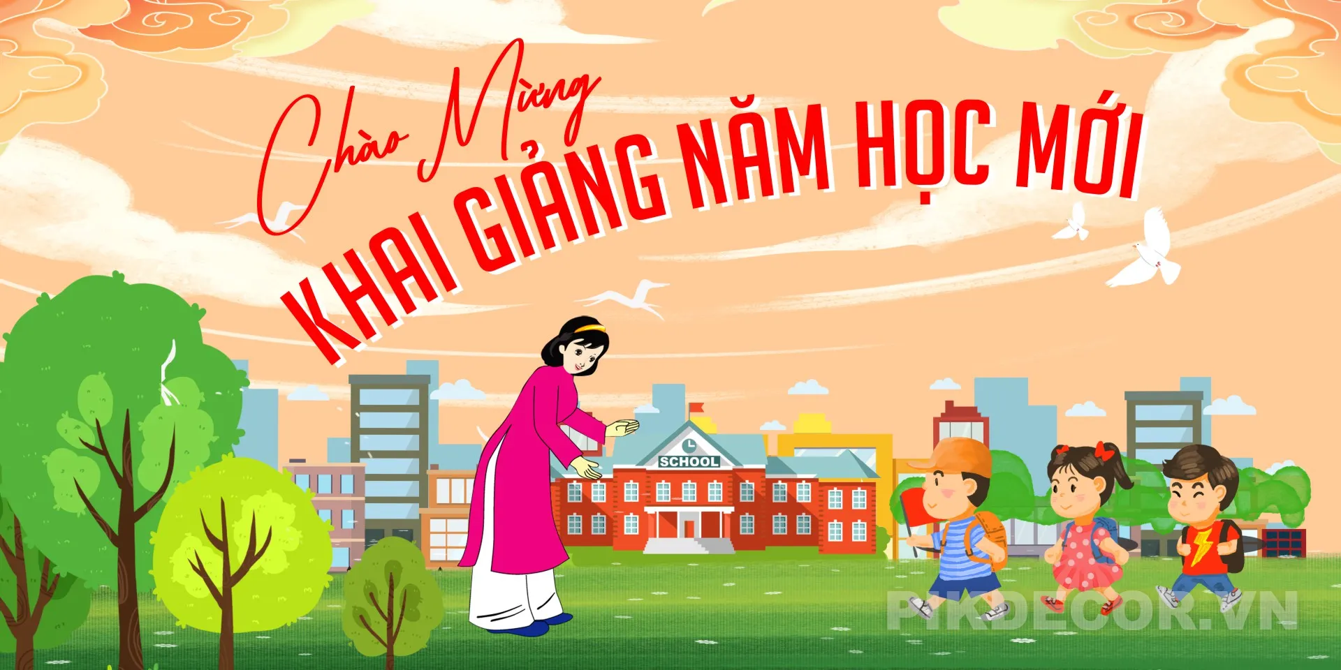 Download Backdrop Bé Vui Đến Trường – File Vector Khai Giảng 961