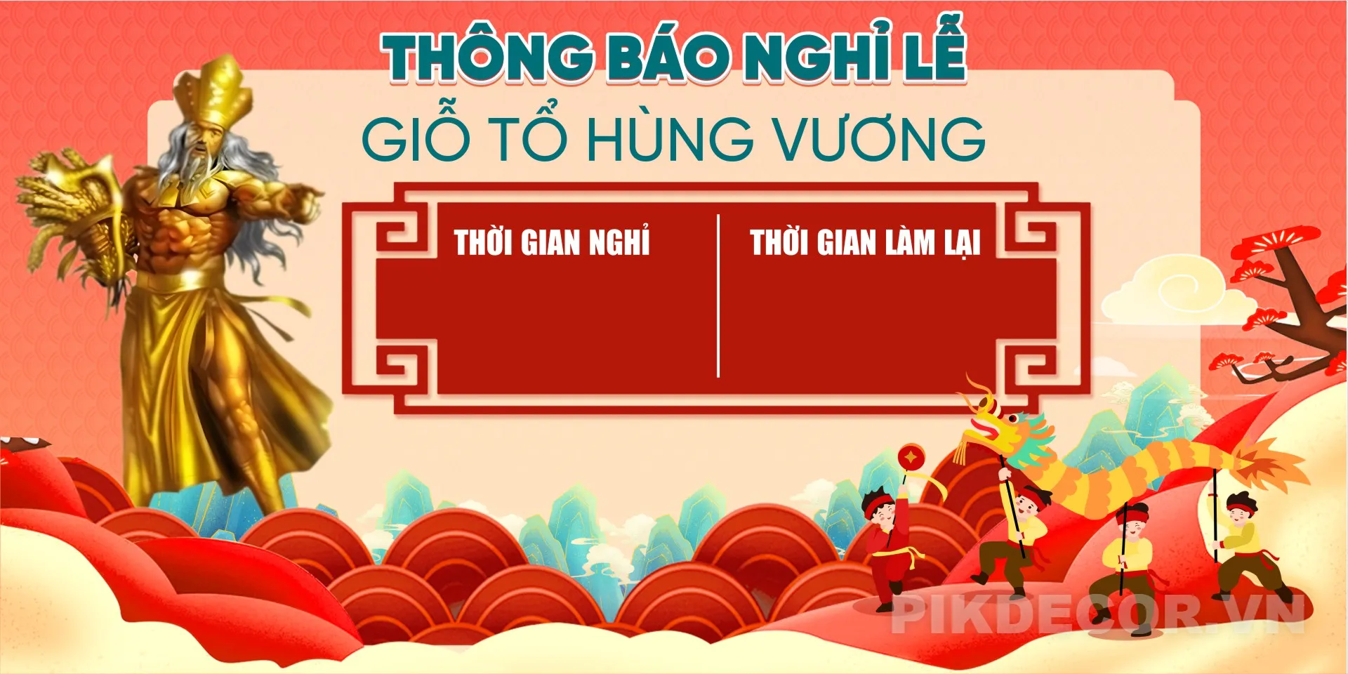 Giỗ Tổ Hùng Vương Banner Template – Lịch Nghỉ & Thời Gian Làm Lại 605