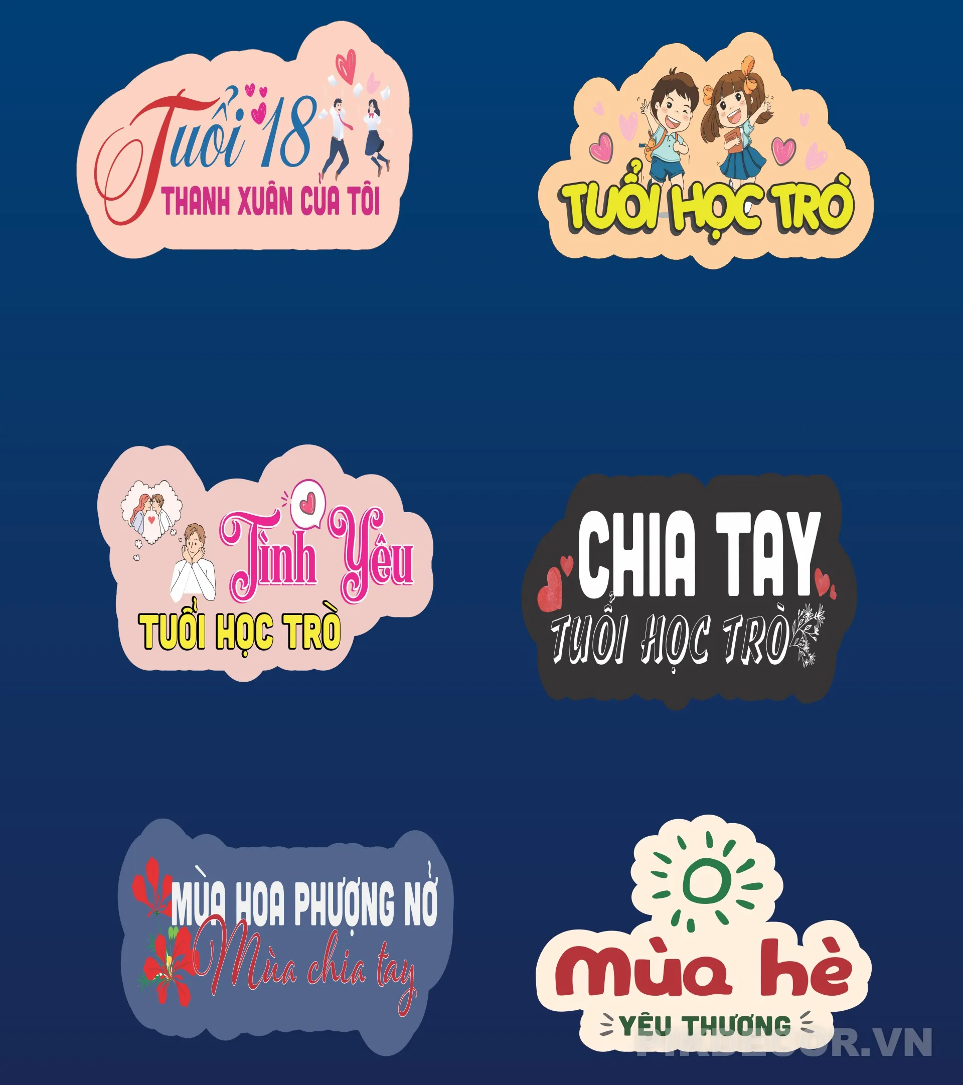 Bộ Hashtag Cầm Tay Chụp Hình Kỷ Yếu Lớp – File Vector In Nhanh