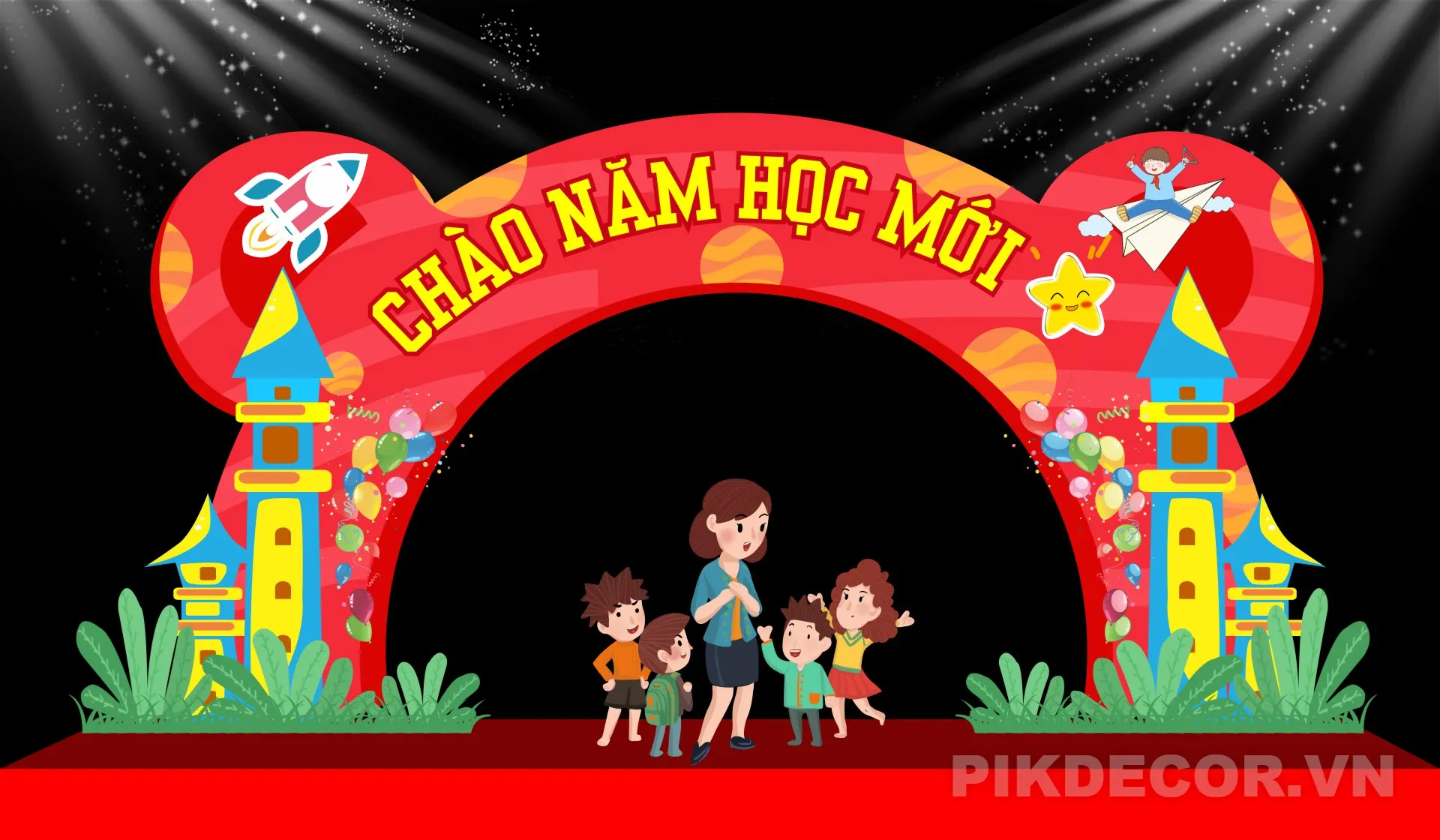 Mẫu Backdrop Khai Giảng Mầm Non – Thiết Kế Chalkboard Hiện Đại 509