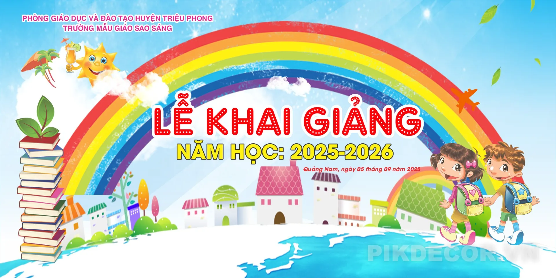 Mẫu Backdrop Khai Giảng Mầm Non – Thiết Kế Chalkboard Hiện Đại