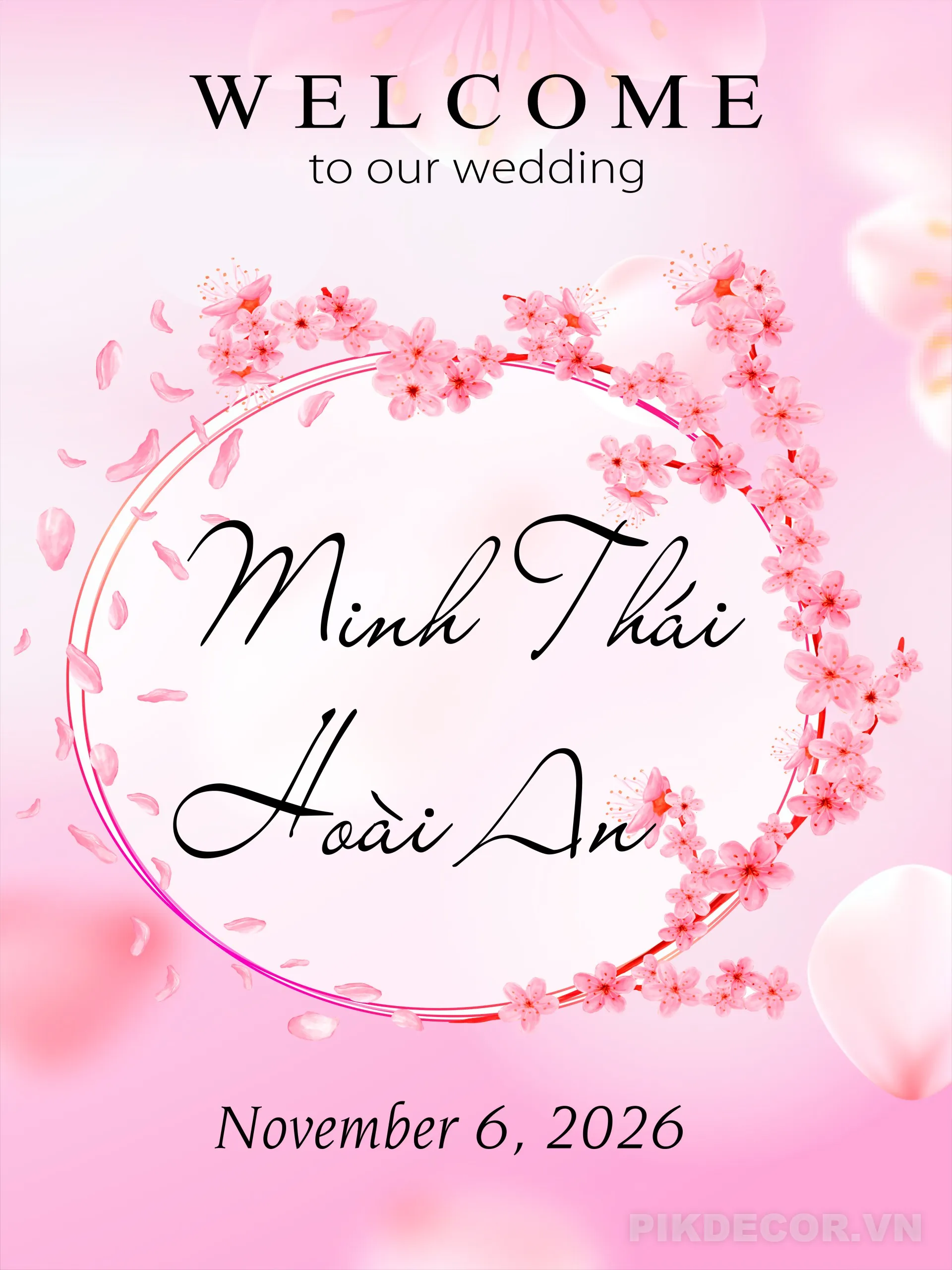 Mẫu Bảng Welcome Cổng Hoa Đám Cưới Cute – File Vector Wedding Sign