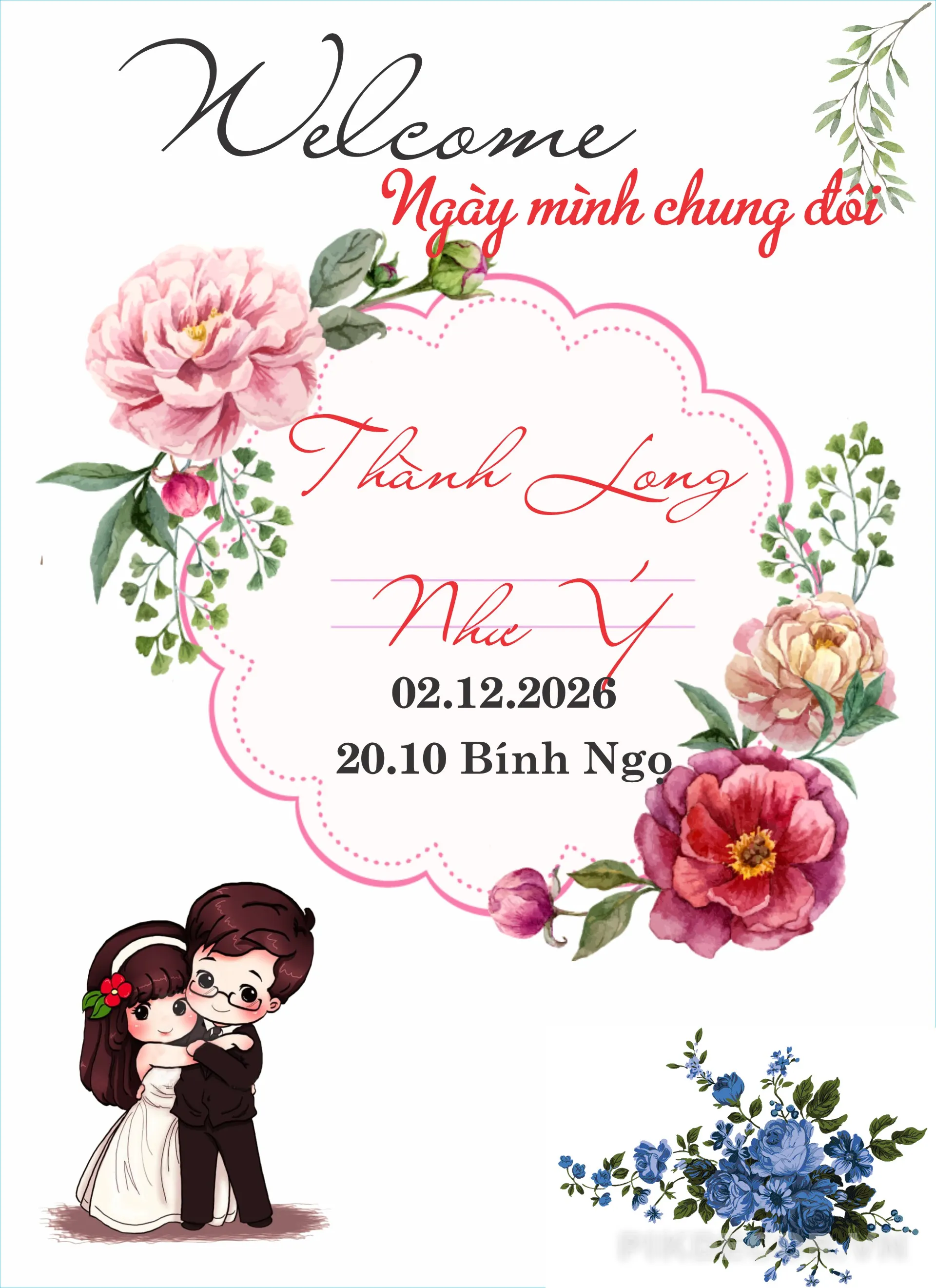 Mẫu Bảng Tên Cổng Vào Đám Cưới Hot Trend – Welcome Wedding Sign Vector 624