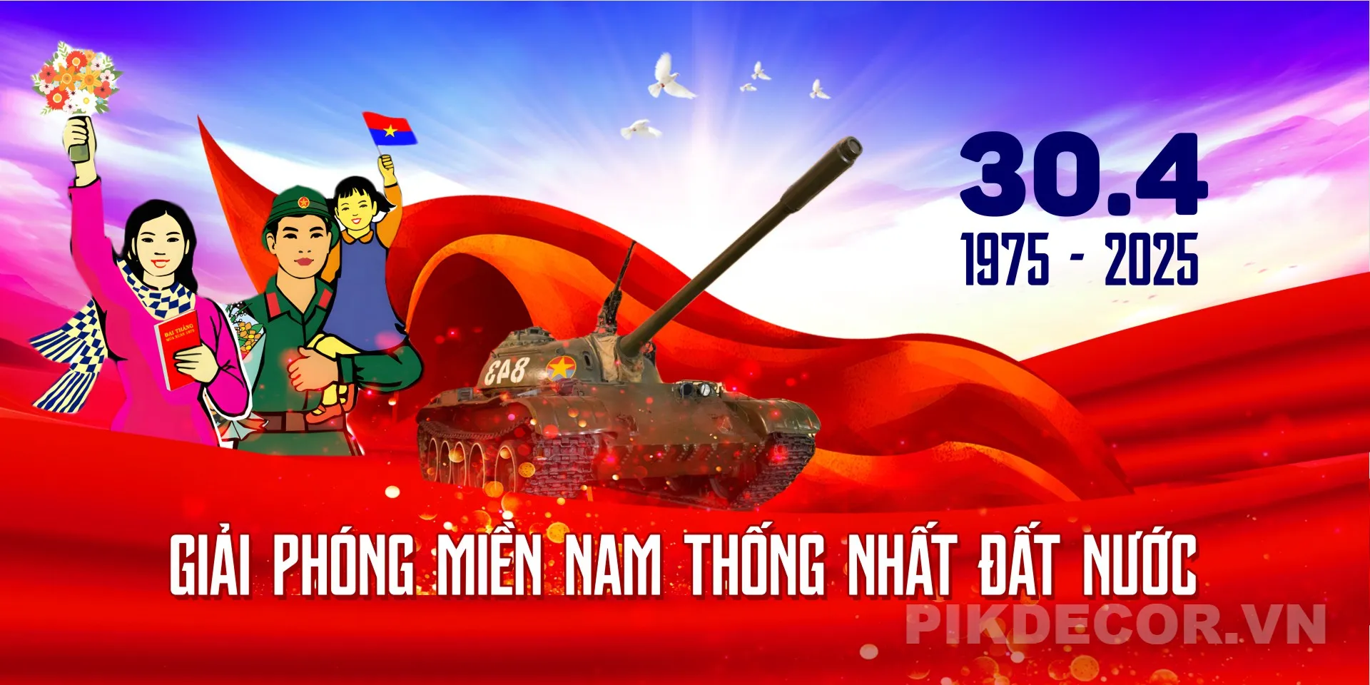 Mẫu Banner Ấn Tượng Kỷ Niệm 30/4 Giải Phóng Miền Nam Thống Nhất Đất Nước (Vietnam Liberation Day) [F 129
