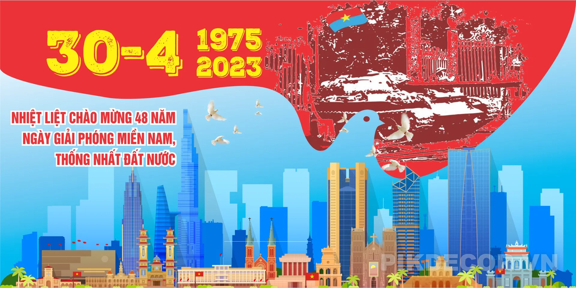Mẫu Banner Ấn Tượng Kỷ Niệm 30/4 Giải Phóng Miền Nam Thống Nhất Đất Nước (Vietnam Liberation Day) [F 510 134