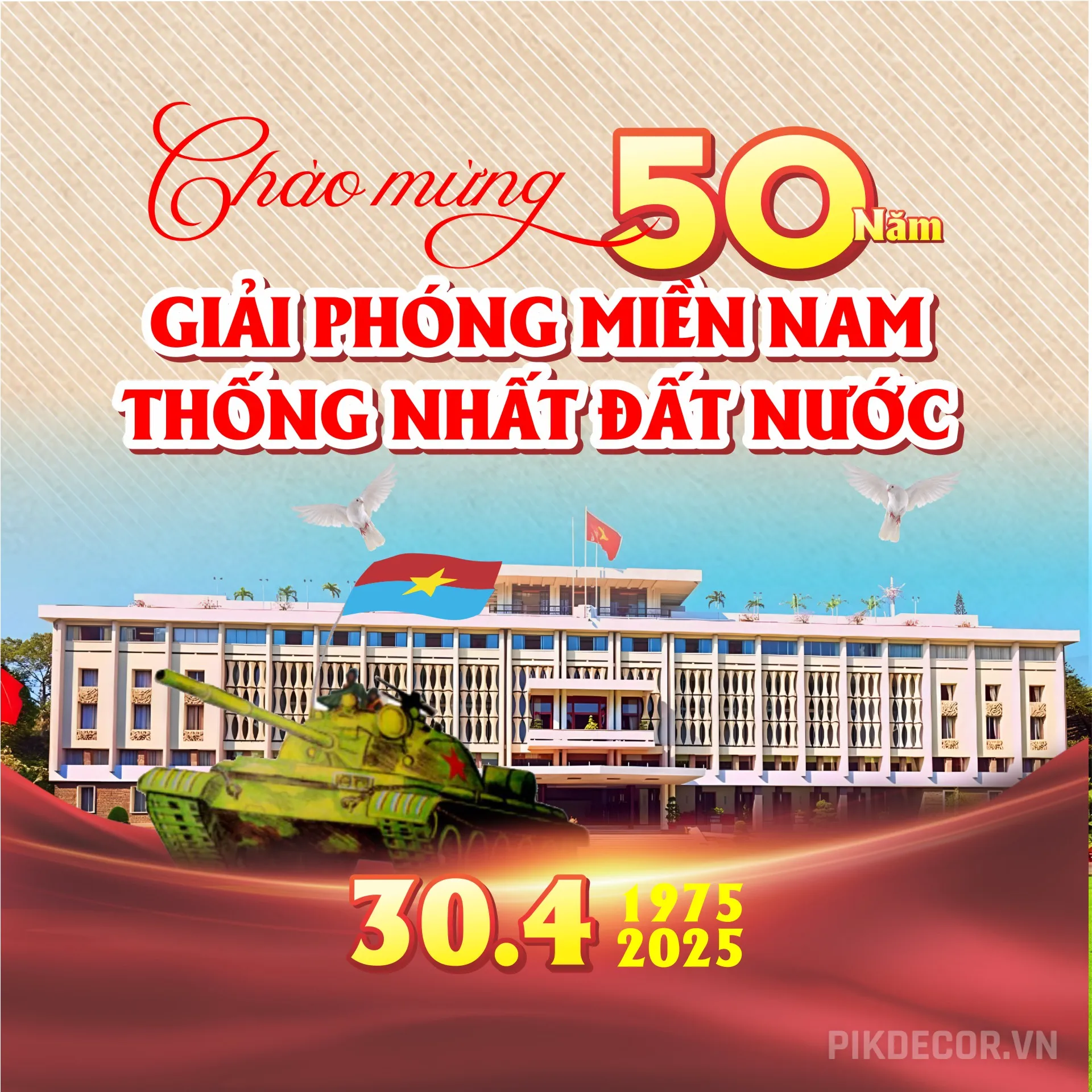 Mẫu Banner Ấn Tượng Kỷ Niệm 30/4 Giải Phóng Miền Nam Thống Nhất Đất Nước (Vietnam Liberation Day) [F 510
