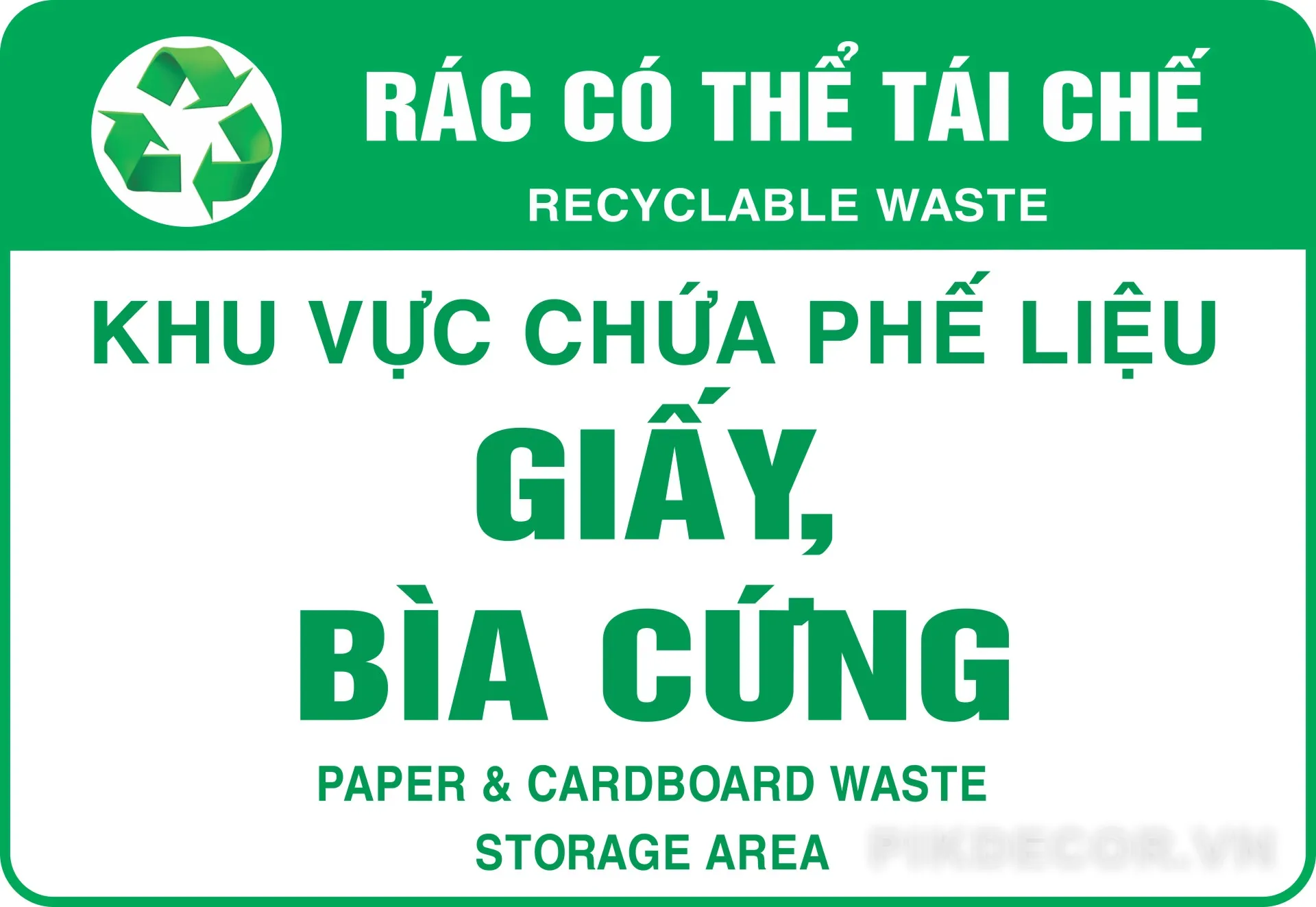 Mẫu Biển Cảnh Khu Vực Chứa Rác Thải File Vector, In Ấn  314