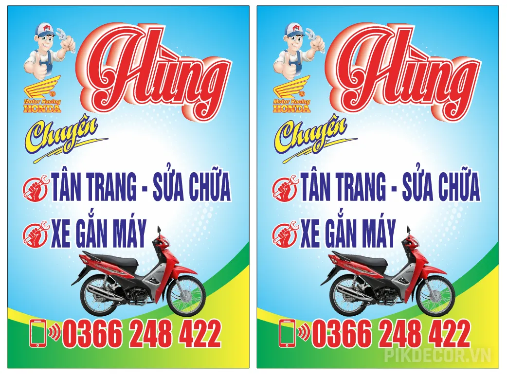 Mẫu Biển Quảng Cáo Biển Vẫy Quán Sửa Xe Máy