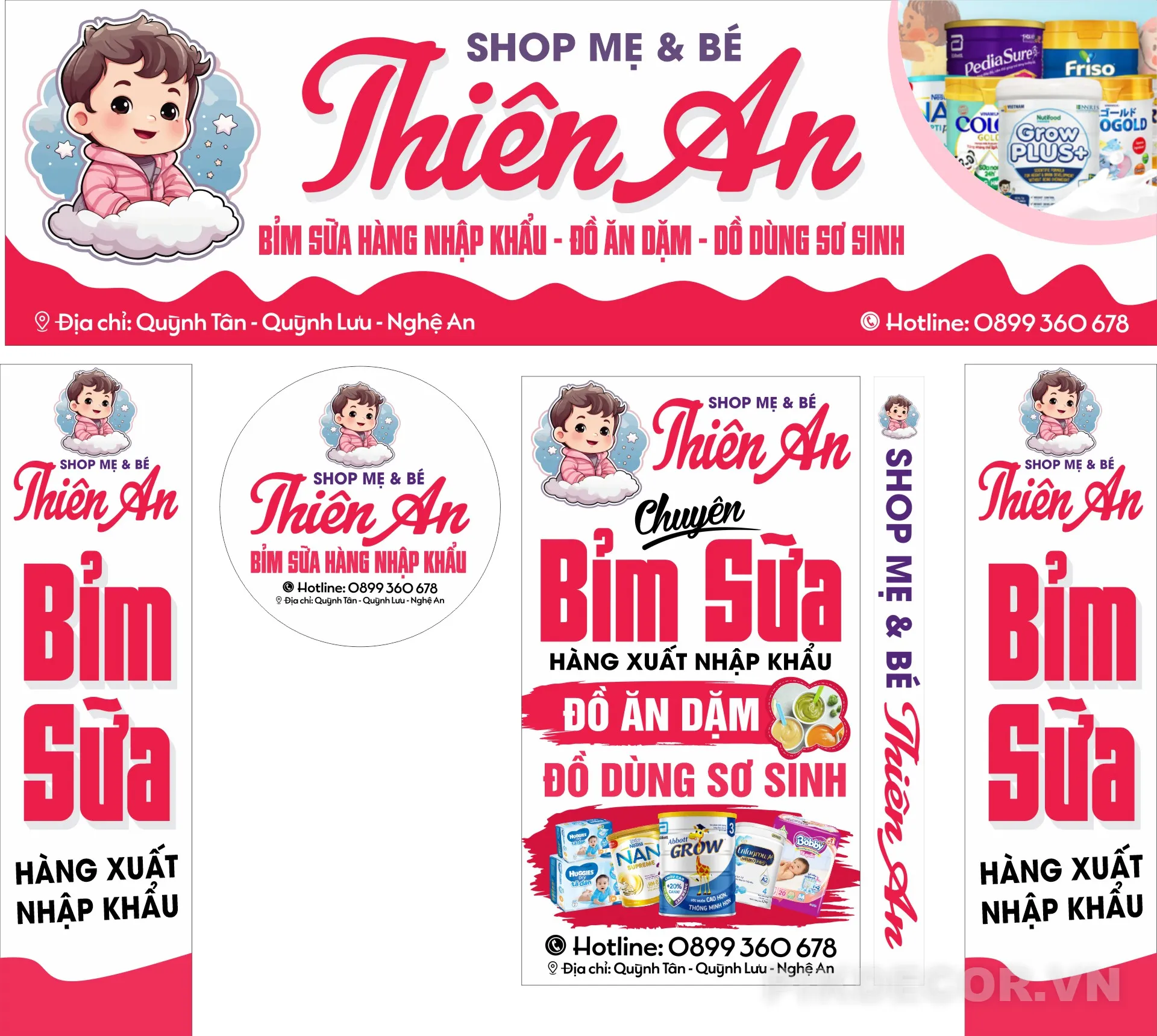 Mẫu Biển Quảng Cáo Cửa Hàng Bỉm - Sữa, Mẹ Và Bé