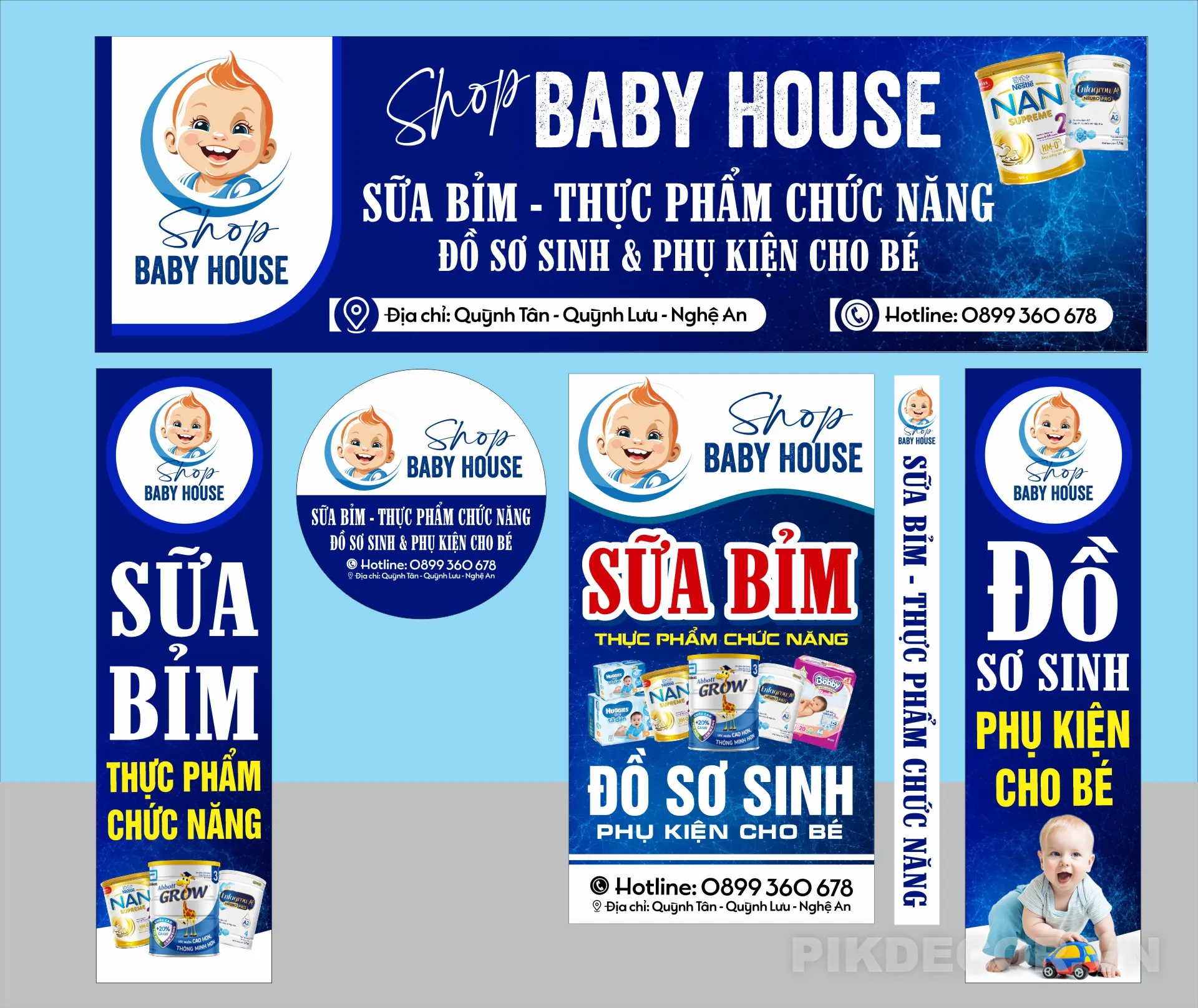 Mẫu Biển Quảng Cáo Cửa Hàng Bỉm - Sữa, Đồ Sơ Sinh Cho Bé