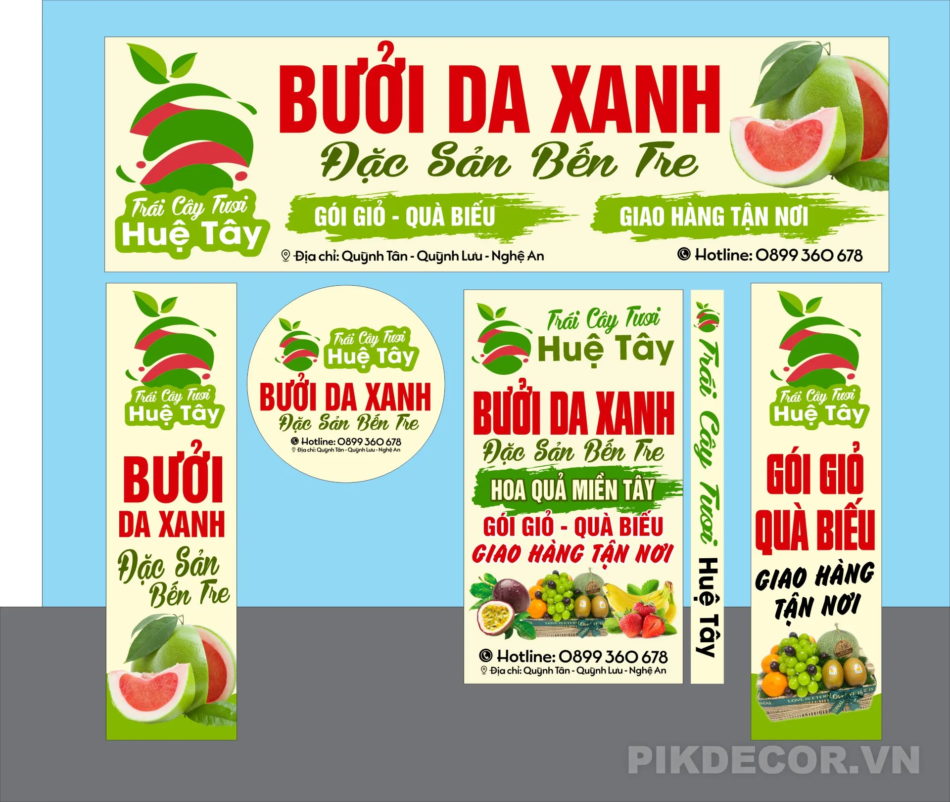 Mẫu Biển Quảng Cáo Shop Cửa Hàng Bán Trái Cây Hoa Quả 