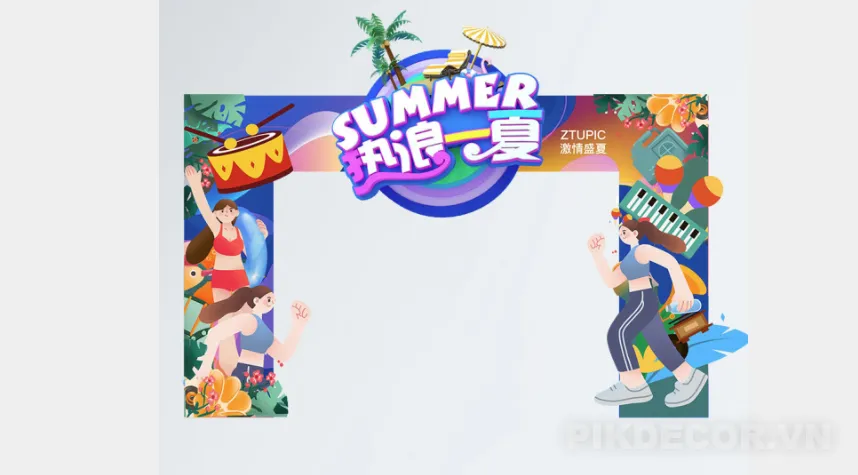 Mẫu Khung Check-In Mùa Hè Sôi Động Cho Team Building & Tiệc Biển Công Ty [File Vector Psd]