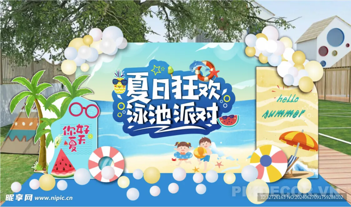 Mẫu Khung Check-In Mùa Hè Sôi Động Cho Team Building & Tiệc Biển Công Ty [File Vector Psd] 290 753 278 698