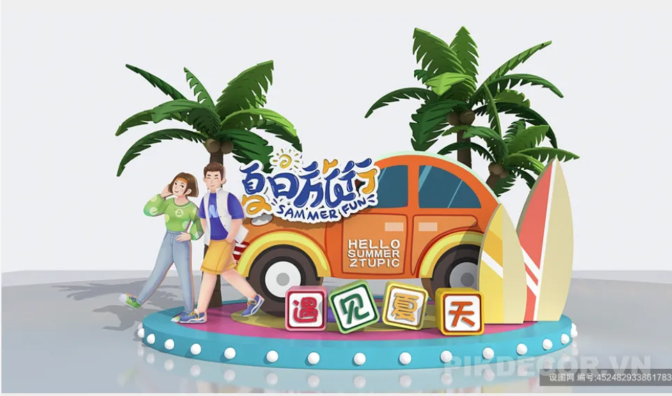 Mẫu Khung Check-In Mùa Hè Sôi Động Cho Team Building & Tiệc Biển Công Ty [File Vector Psd] 525