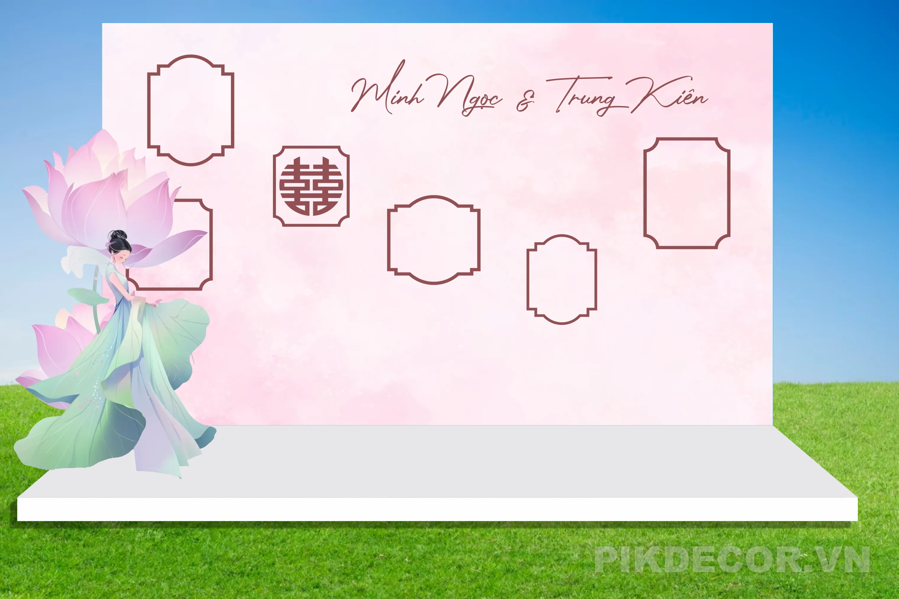 Mẫu Phông Backdrop Cưới Hỏi Mới Nhất, File Vector 148