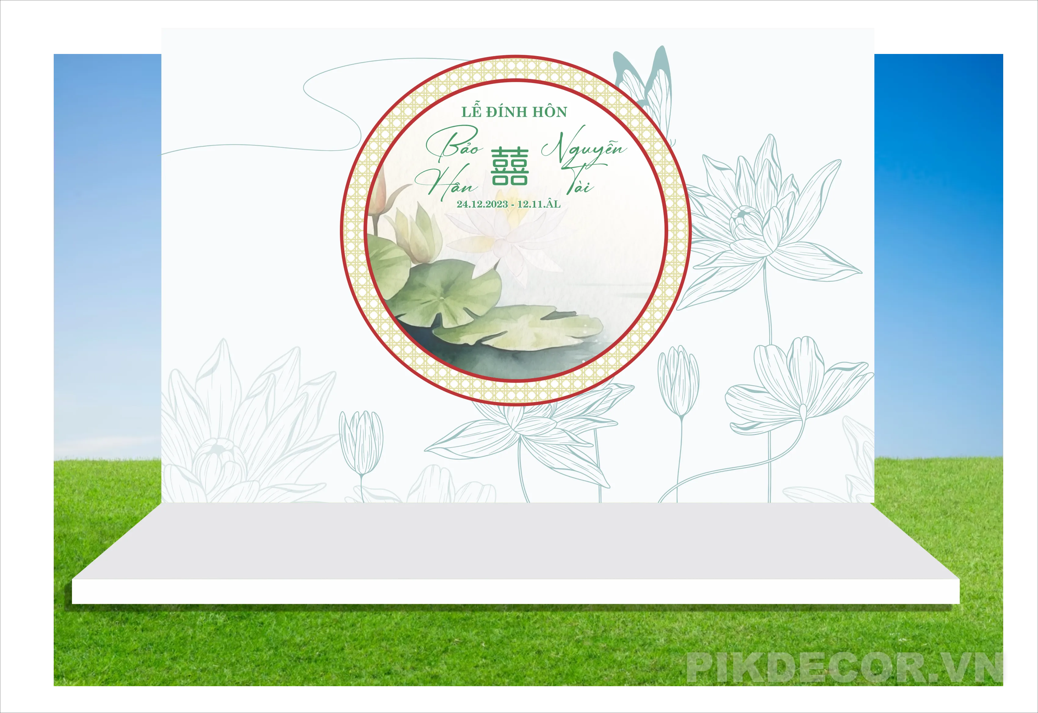 Mẫu Phông Backdrop Cưới Hỏi Mới Nhất, File Vector 398