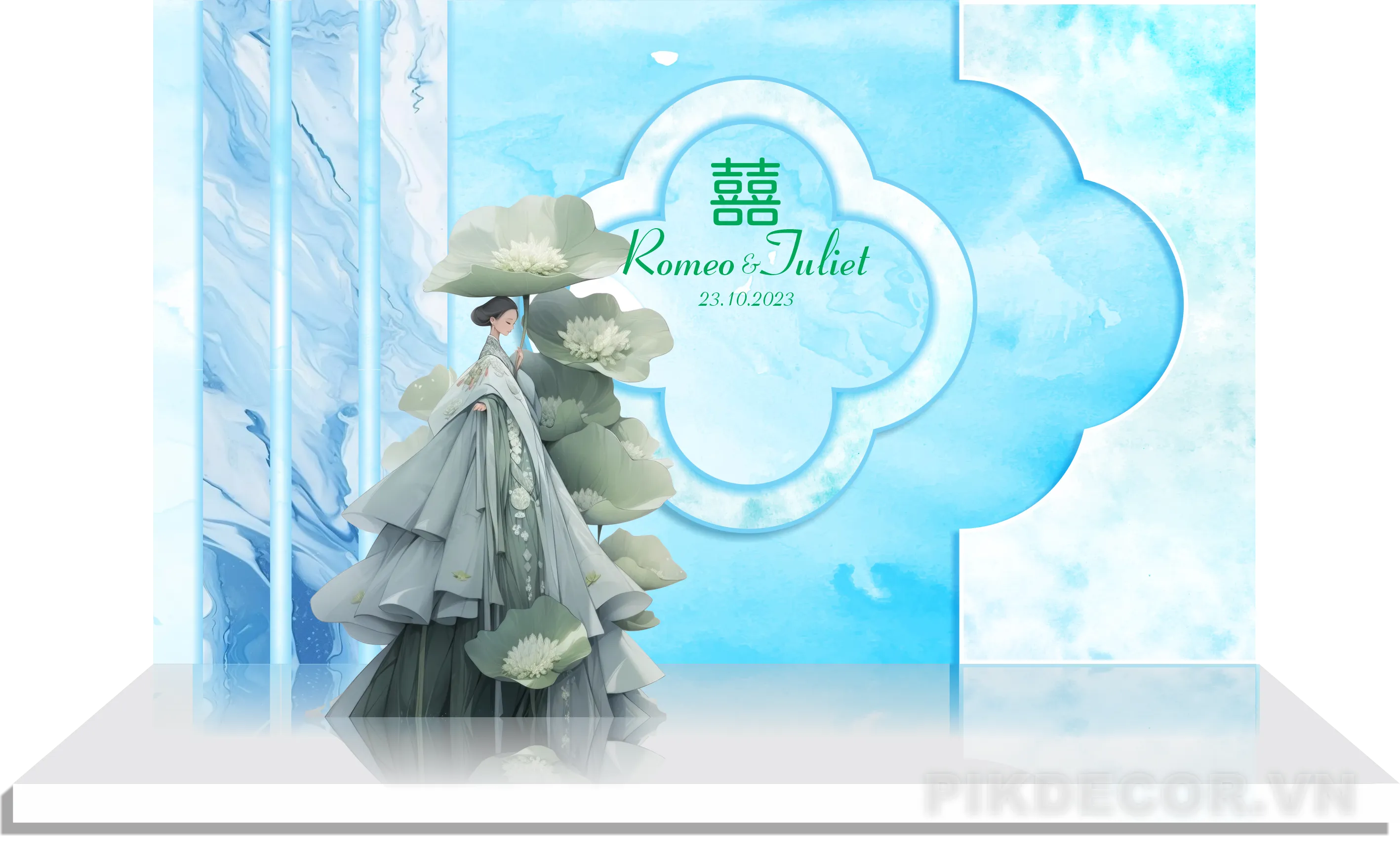 Mẫu Phông Backdrop Cưới Hỏi Mới Nhất, File Vector 801