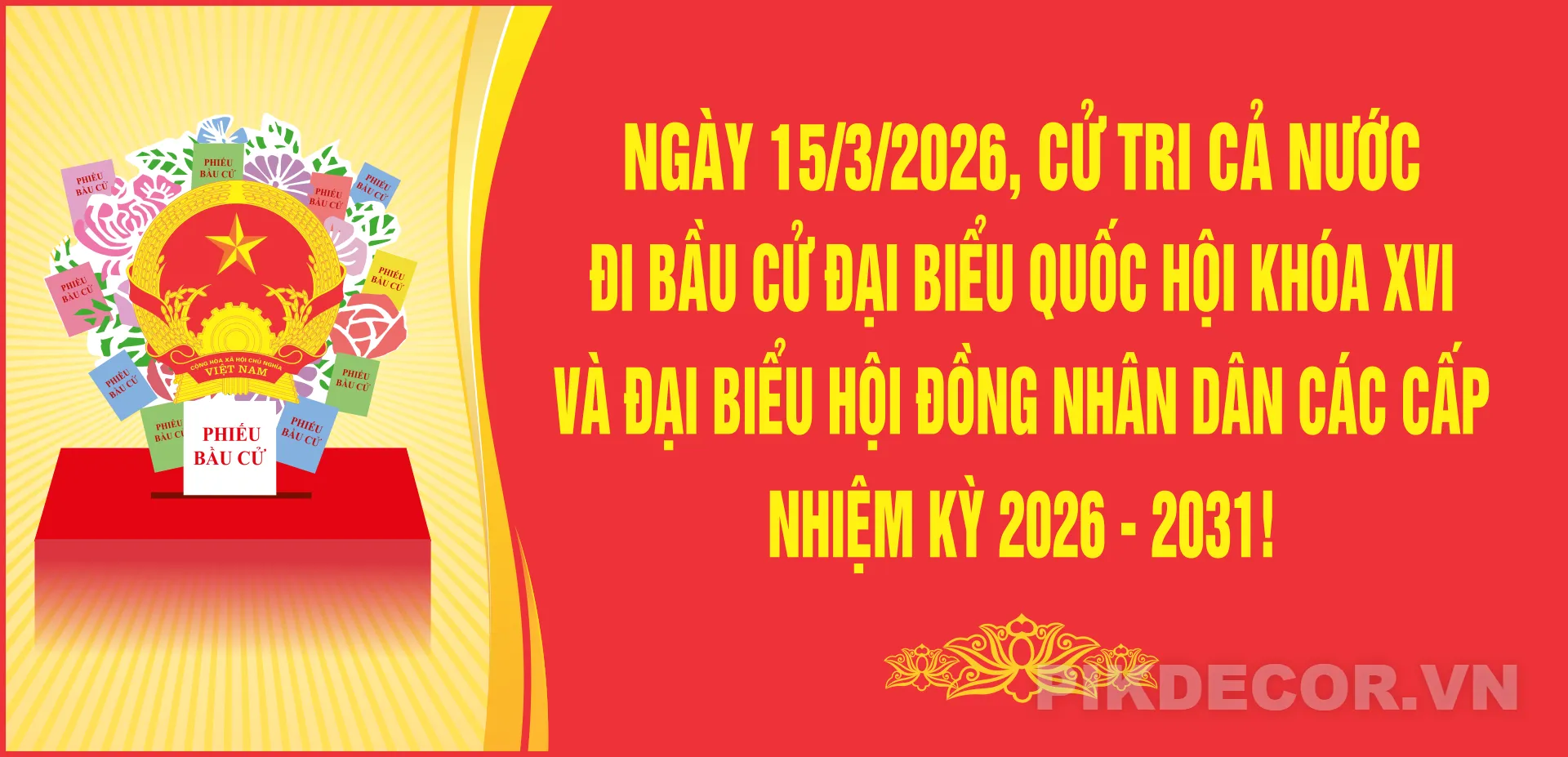 Mẫu Phông Banner Poster Bầu Cử Quốc Hội Khóa 16 2026