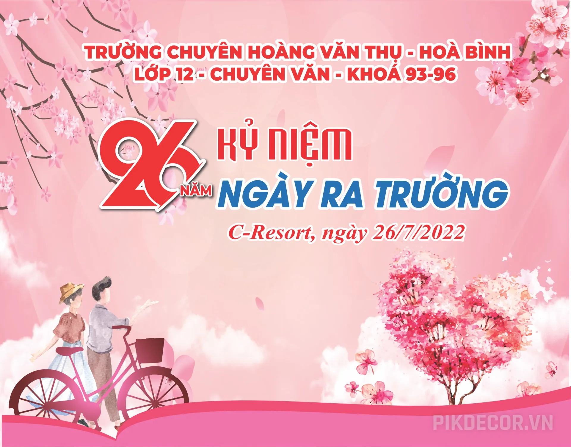 Mẫu Phông Nền Backdrop Kỷ Yếu Họp Lớp Độc Đáo, Thiết Kế Hoa Anh Đào Hồng Tươi Tắn Cực Đẹp