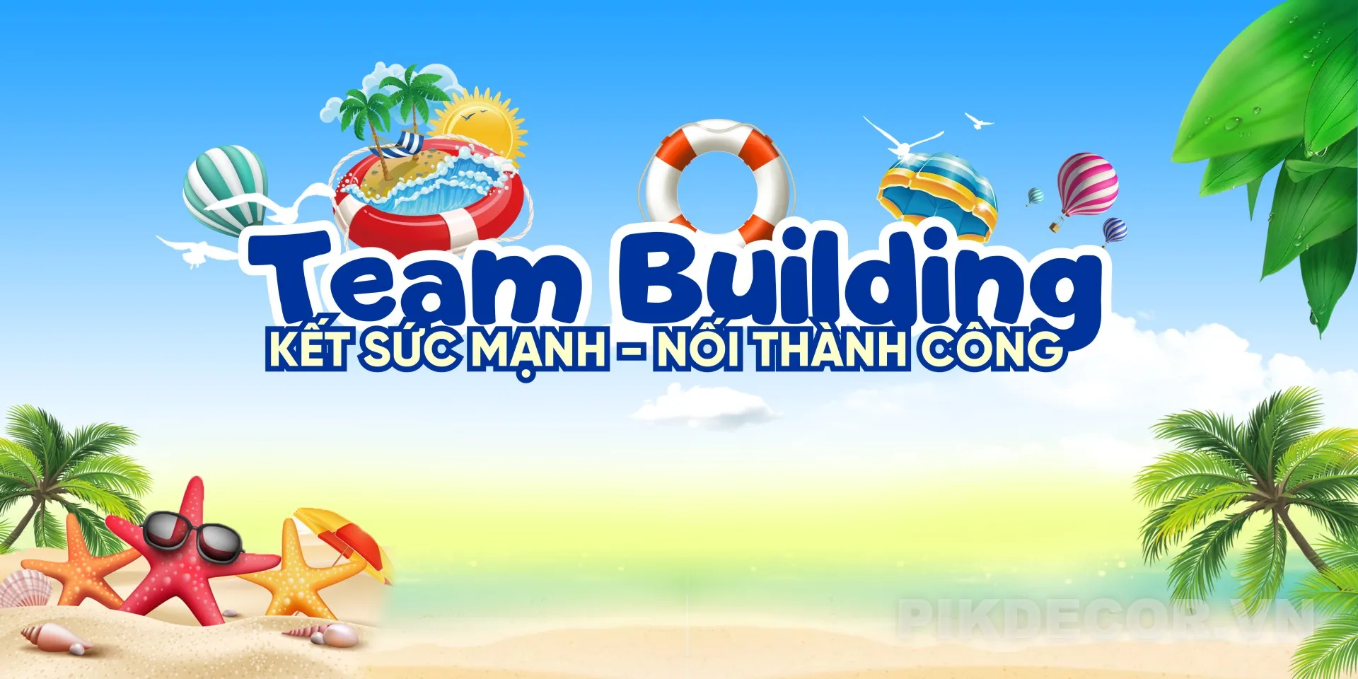 Mẫu Phông Nền Backdrop Team Building Biển Nhiệt Đới Sôi Động Cho Kỳ Nghỉ Dưỡng Mùa Hè Ấn Tượng