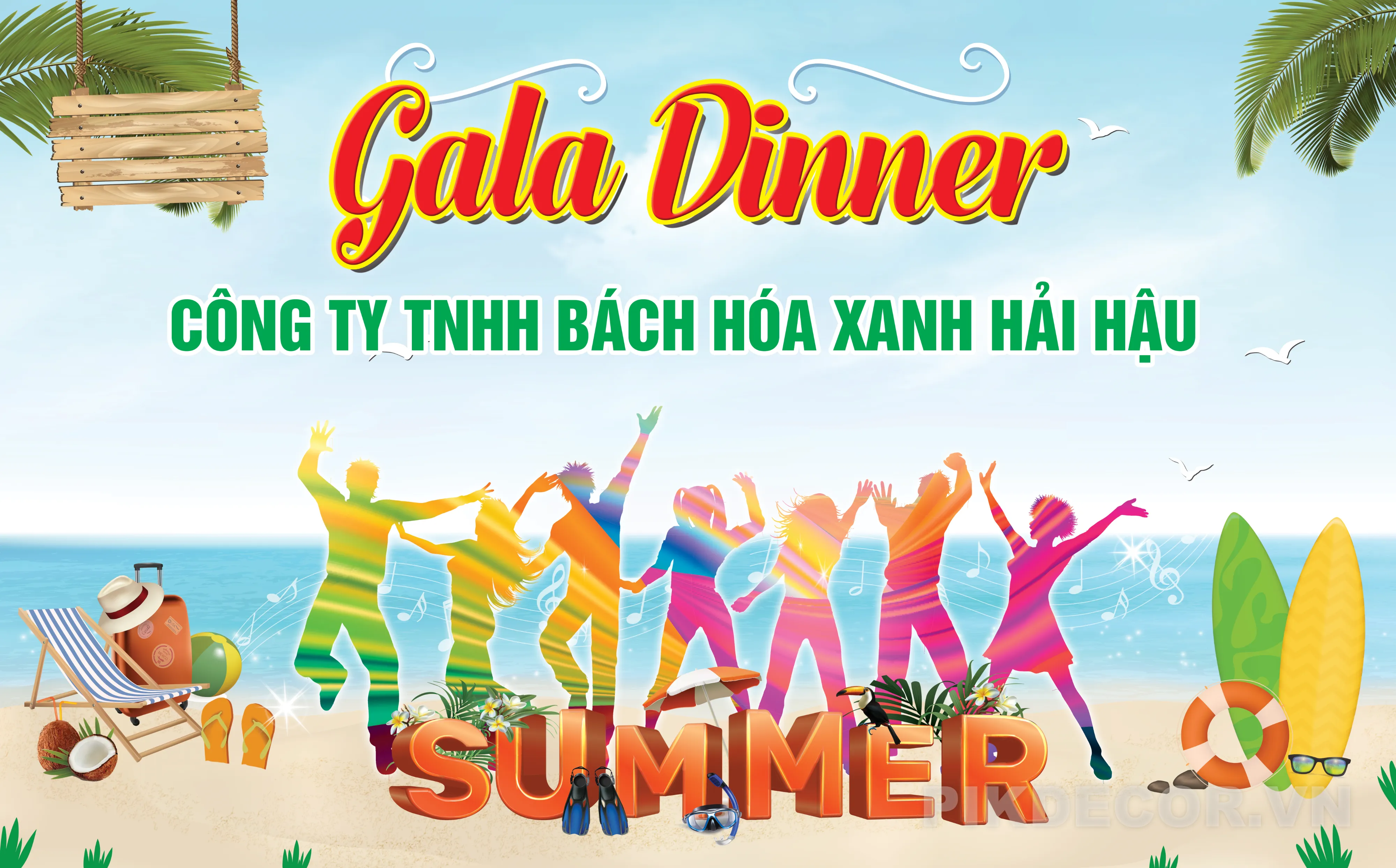 Mẫu Phông Nền Backdrop Team Building Gala Dinner Chủ Đề Biển Nhiệt Đới Mùa Hè Rực Lửa Sôi Động Cực C 104 713