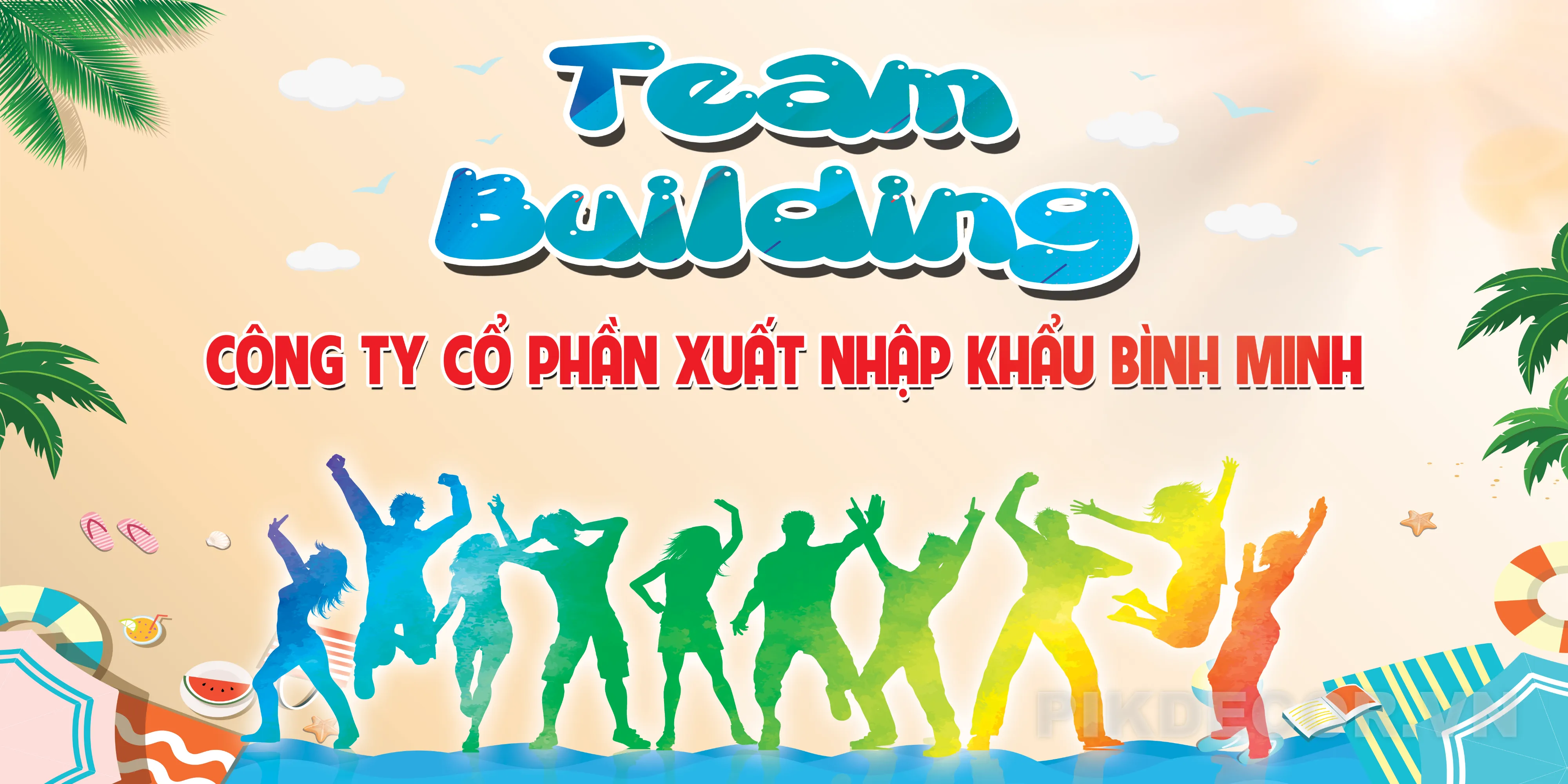 Mẫu Phông Nền Backdrop Team Building Gala Dinner Chủ Đề Biển Nhiệt Đới Mùa Hè Rực Lửa Sôi Động Cực C 104