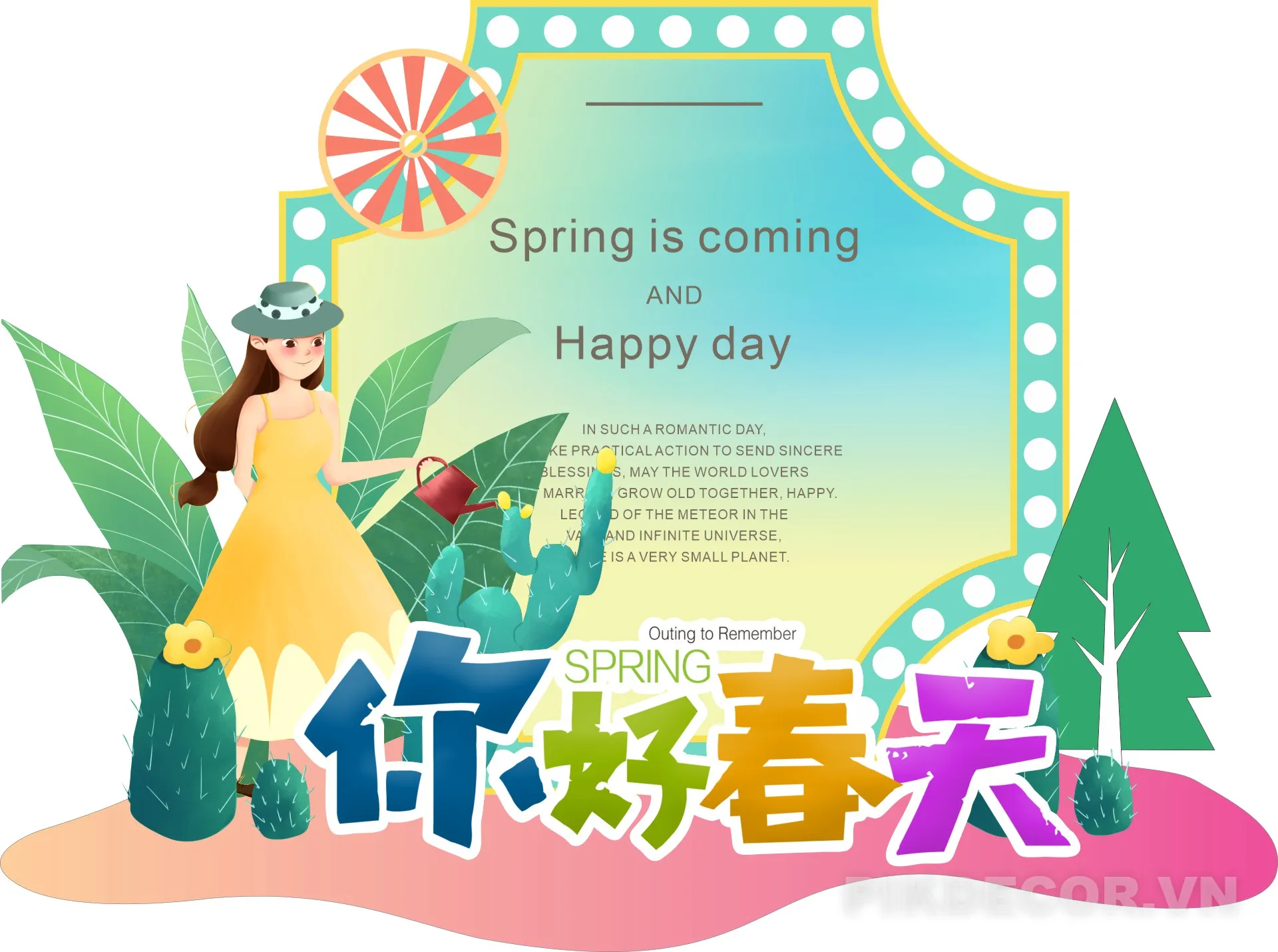 Mẫu Phông Nền Cổng Chào Team Building Mùa Xuân Hè Nhiệt Đới Độc Đáo Cho Kỳ Nghỉ Dưỡng Sảng Khoái Cực