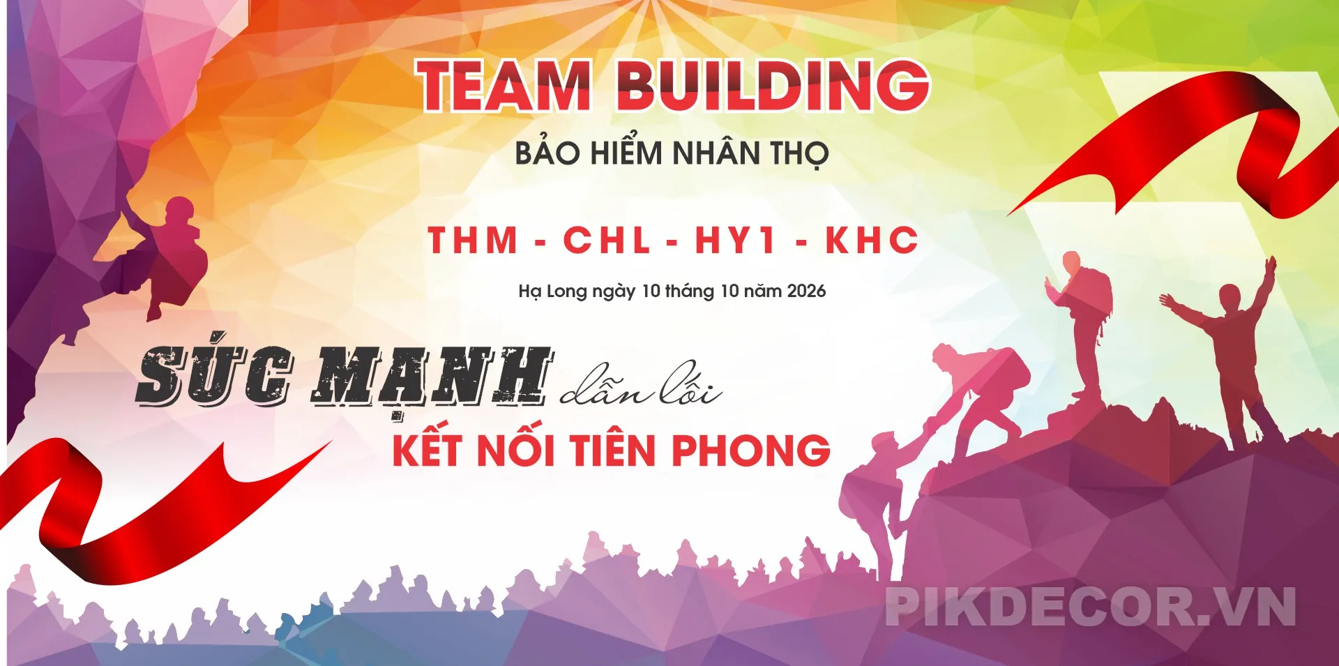 Mẫu Phông Nền Team Building & Gala Dinner Chủ Đề Sức Mạnh Kết Nối Tiên Phong Cực Đẹp [File Vector Ps