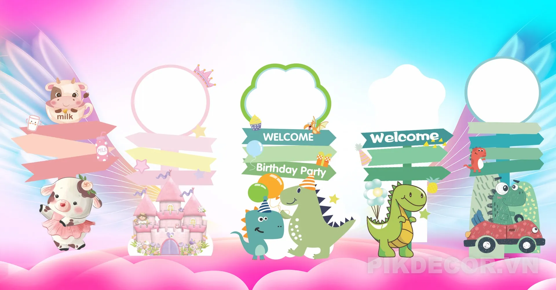 Mẫu Props Chụp Ảnh Sinh Nhật Bé Dễ Thương – Vector In Ấn