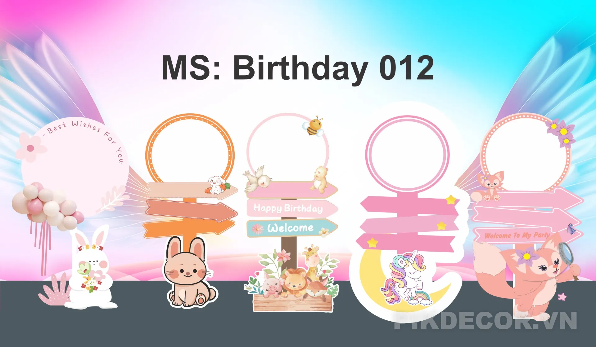 Mẫu Bảng Chụp Hình Sinh Nhật Bé Cute – Vector Thiết Kế 317