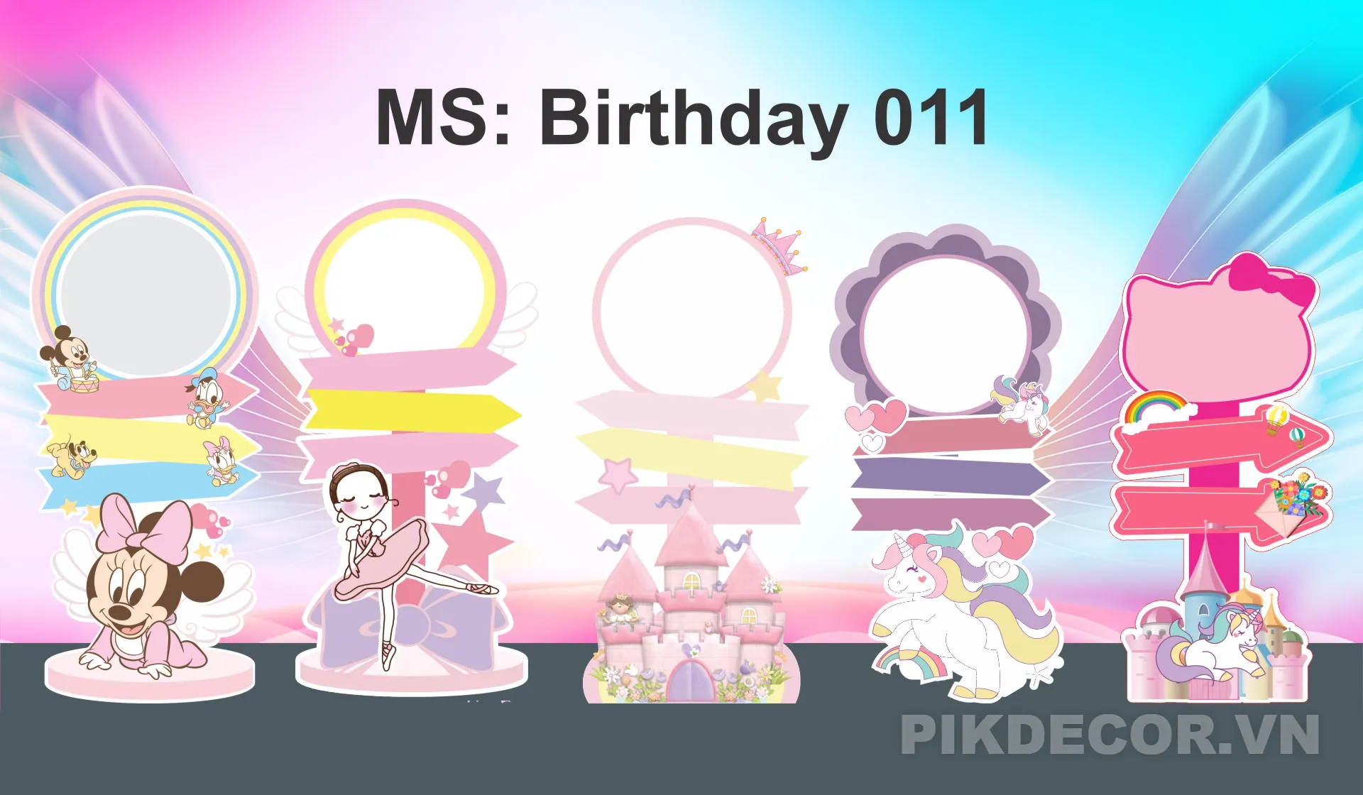 Mẫu Props Chụp Ảnh Sinh Nhật Bé Dễ Thương – Vector In Ấn 737