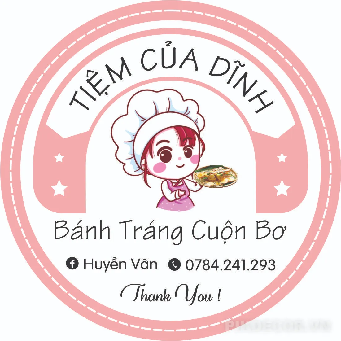 Mẫu Tem Nhãn Sticker Decal Đồ Ăn Vặt – Trà Sữa, Đồ Uống  – Biển Vẫy Tròn 699