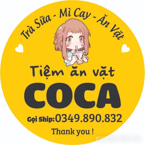 Mẫu Tem Nhãn Sticker Decal Đồ Ăn Vặt – Trà Sữa, Đồ Uống  – Biển Vẫy Tròn 948