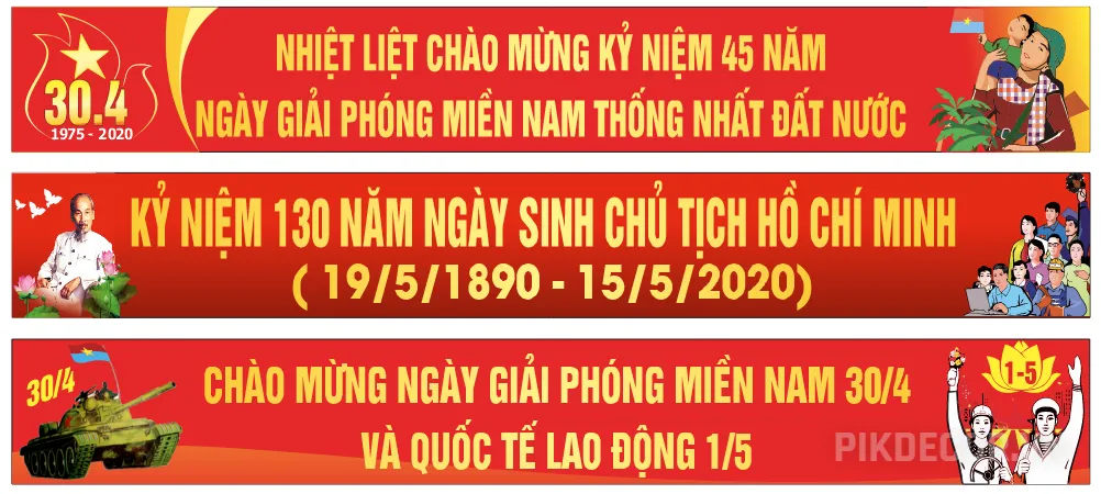 Mẫu Thiết Kế Banner Phông Nền Chào Mừng 49 Năm Giải Phóng Miền Nam 30/4 & Quốc Tế Lao Động 1/5 Mới N 413