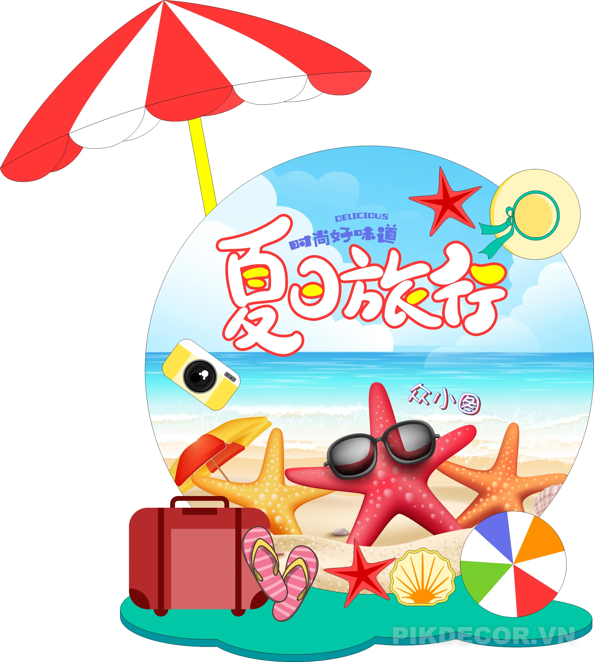 Mẫu Thiết Kế Phông Nền Cổng Chào Team Building & Nghỉ Dưỡng Mùa Hè Biển Nhiệt Đới Sôi Động Đẹp Nhất